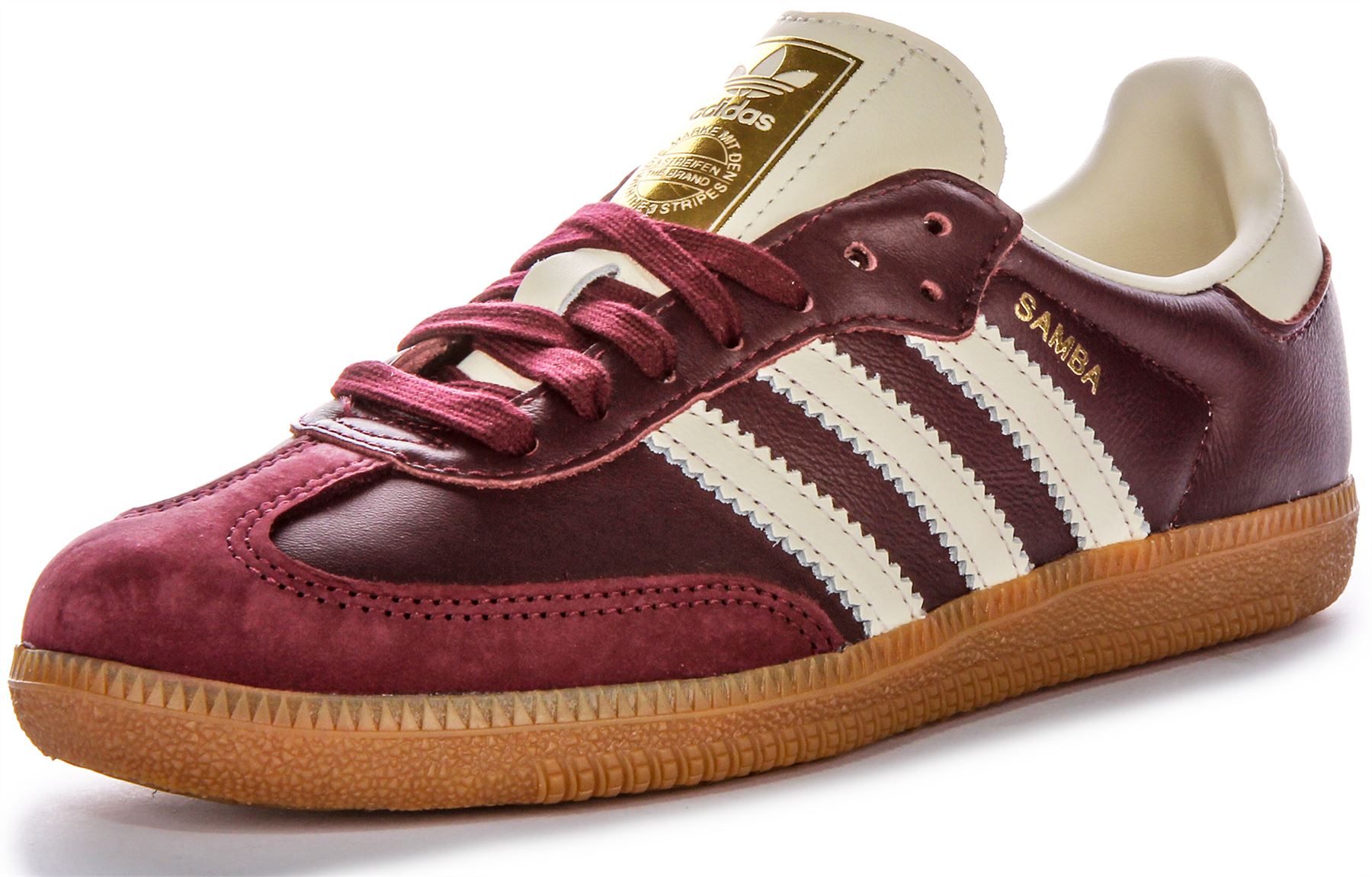 Adidas Samba Lace Up Leather Suede Womens Trainer In Maroon UK 3