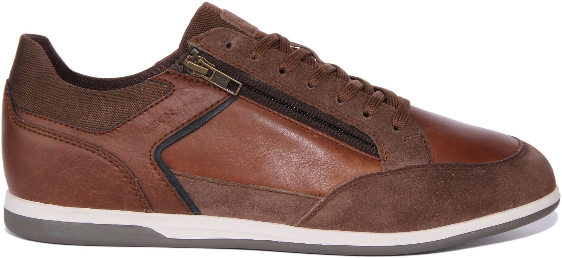 Geox U Renan B Side Zip Lace Up Low Top Suede Sneaker Brown Mens US 7 - 13 - Picture 8 of 12