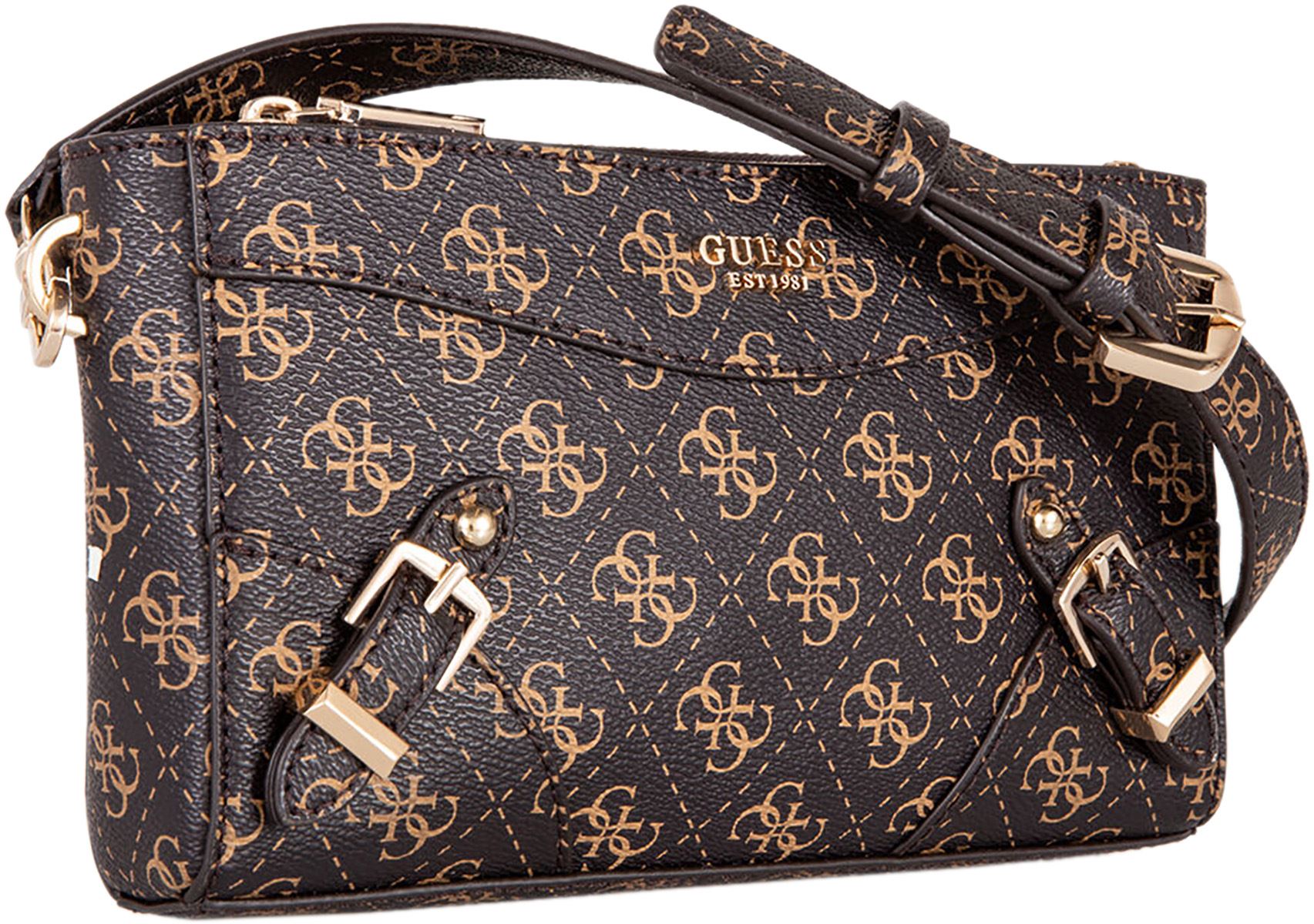 Guess Didi Mini Dual Compartment 4G Logo Bag In Choco Brown