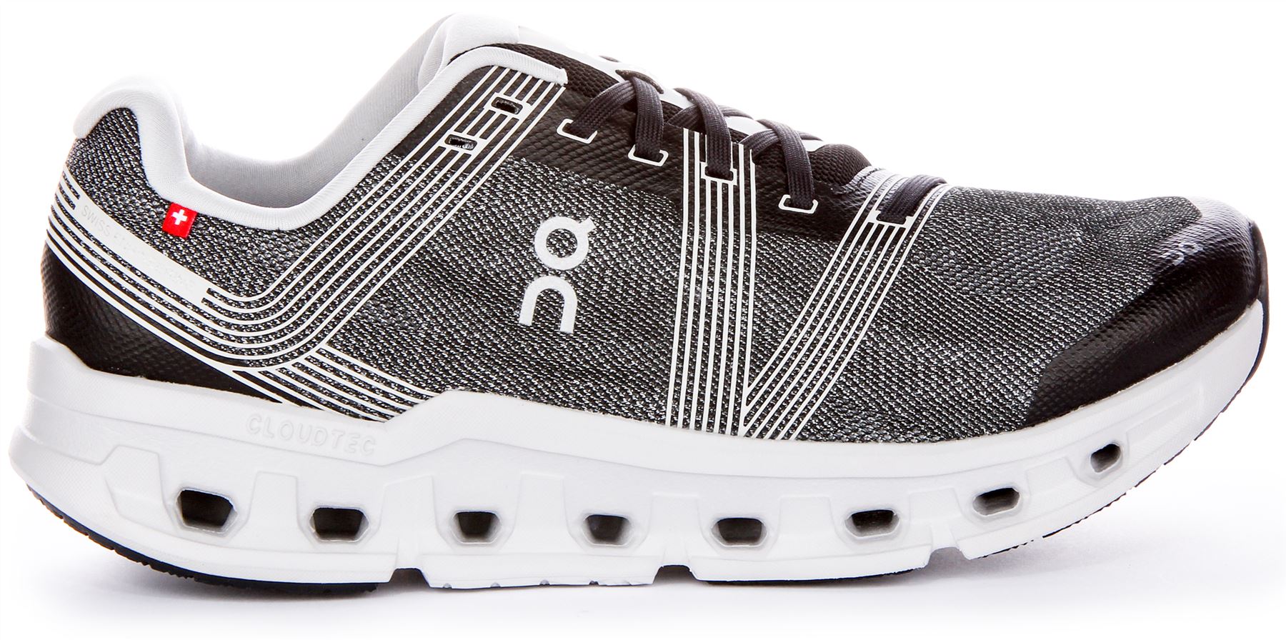 『L』 On Running Cloudgo Upgraded CloudTec Mesh Mens Sneaker Black White