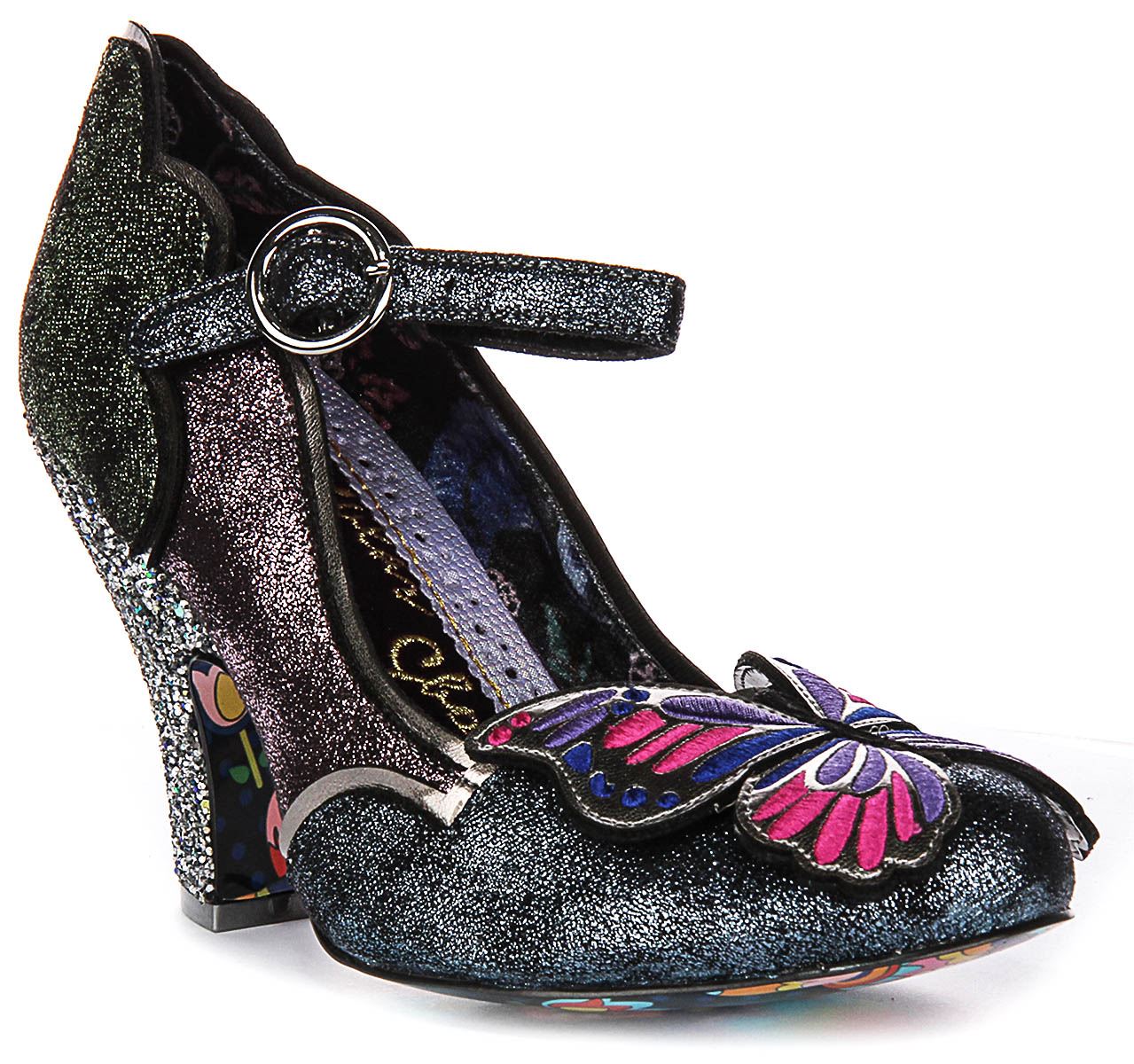 Irregular Choice Moth To A Flame Sparkle Hi Heel Black Purple Womens UK 4 - 8 - Picture 8 of 13