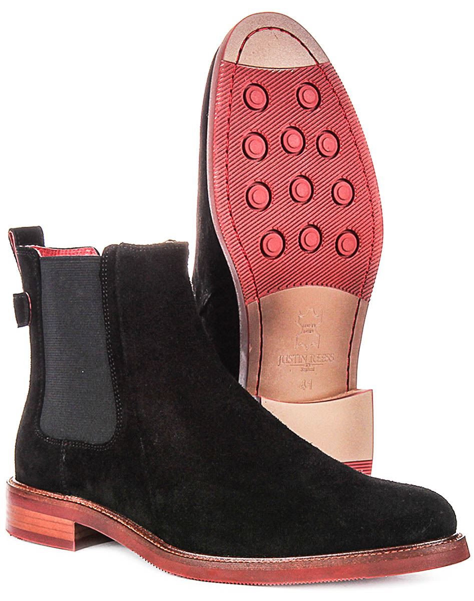 Justinreess England Luiz All Suede Pull Chelsea Mens Boots Black UK 6 - 13 - Picture 6 of 19