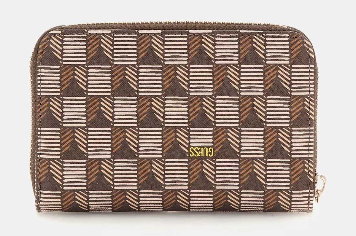 Guess G Wave Slg Medium Zip Around Womens Wallet In Brown Multi - Picture 6 of 8
