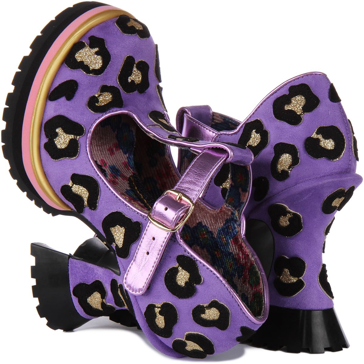 Plataforma de enlace de leopardo Irregular Choice Mary Jane lavanda para mujer EE. UU. 6-11 - Imagen 10 de 12