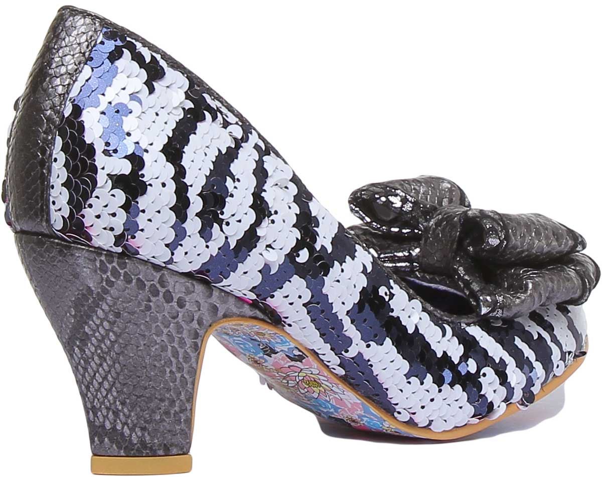 Irregular Choice Lady Ban Joe Pailletten Tierdruck in rosa weiß Größe UK 3 - 8 - Bild 9 von 12