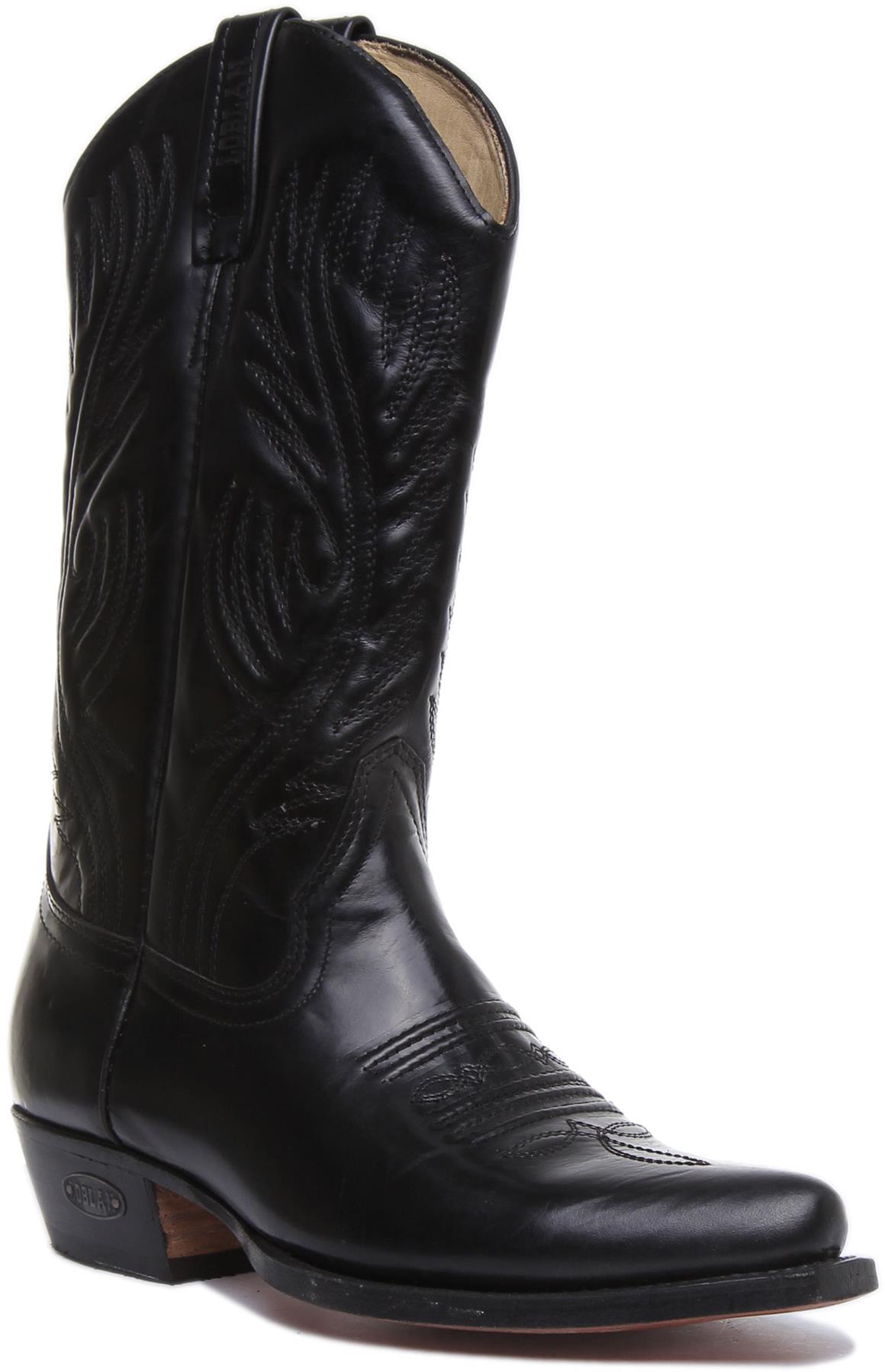 Loblan 194C Long Cowboy Boot In Black Shiny Size UK 36- 46 - Picture 12 of 29