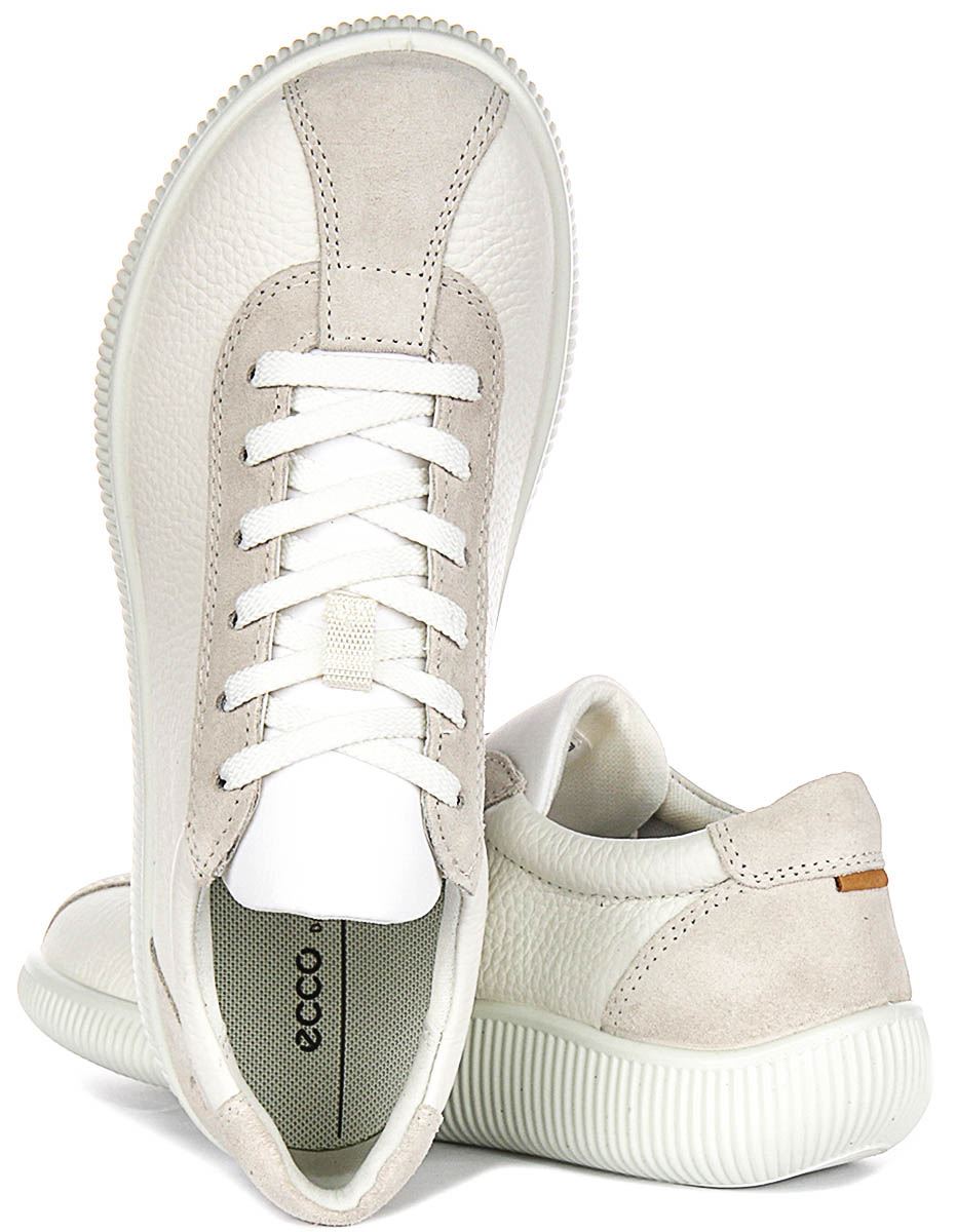 Ecco Soft Zero W A-Ecco Snug Fit Wildleder Detail Leder Damen Trainer Weiß 4 - 8