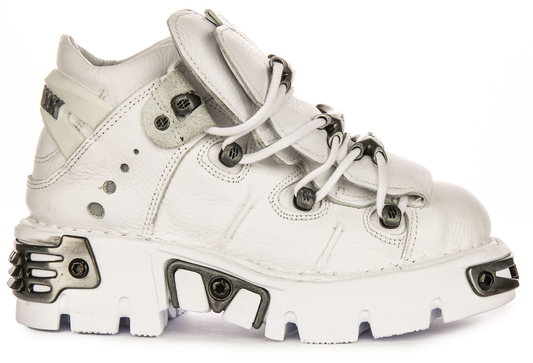 Newrock Reactor Leather Lace Up Platform Womeans Sneakers In White US 6- 13 - Picture 9 of 13