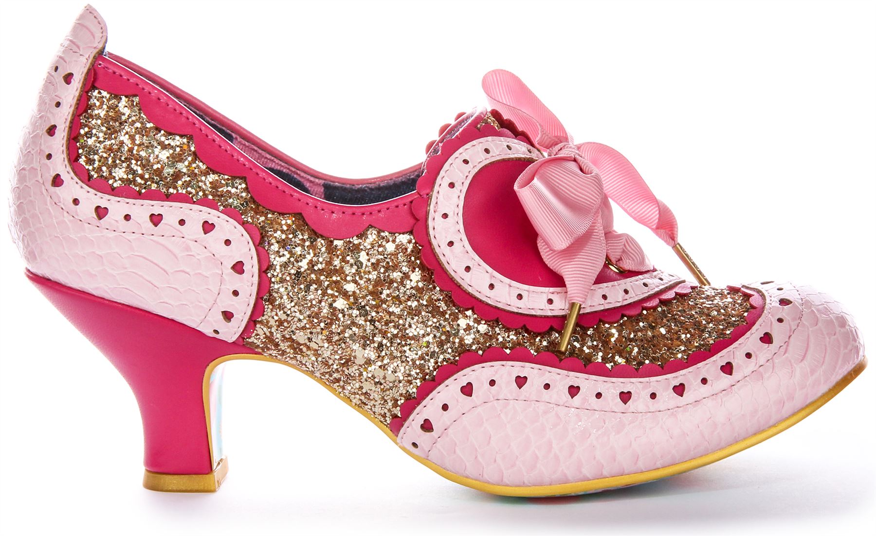 Irregular Choice Jazz Cat Lazo Encaje Dorado Brillo Medio Oro Rosa Para Mujer Reino Unido 3-8 - Imagen 9 de 13