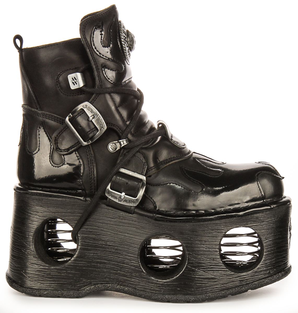 NEW ROCK ブーツ Newrock 288 Neptune Flame Leather Platform Ankle Womens Boots