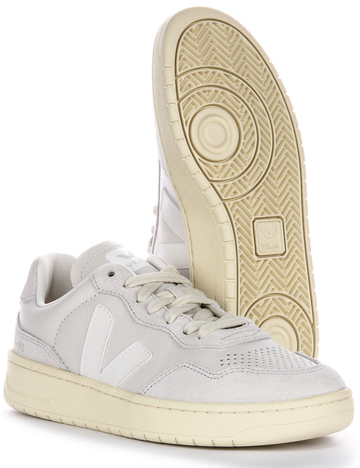 Veja V 90 Leder Wildleder Panel Schnürung Retro Trainer hellgrau Damen UK 3 - 8 - Bild 11 von 12