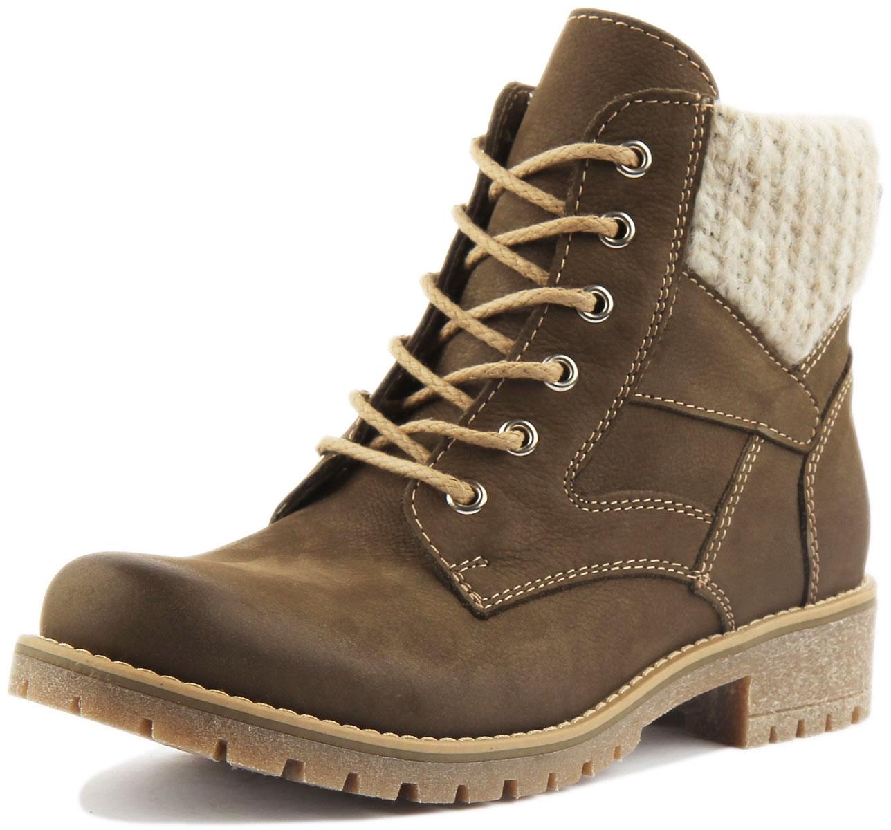 Botas de senderismo Justin Reece England Sophia de cuero para mujer en oliva talla UK 3-8 - Imagen 12 de 12