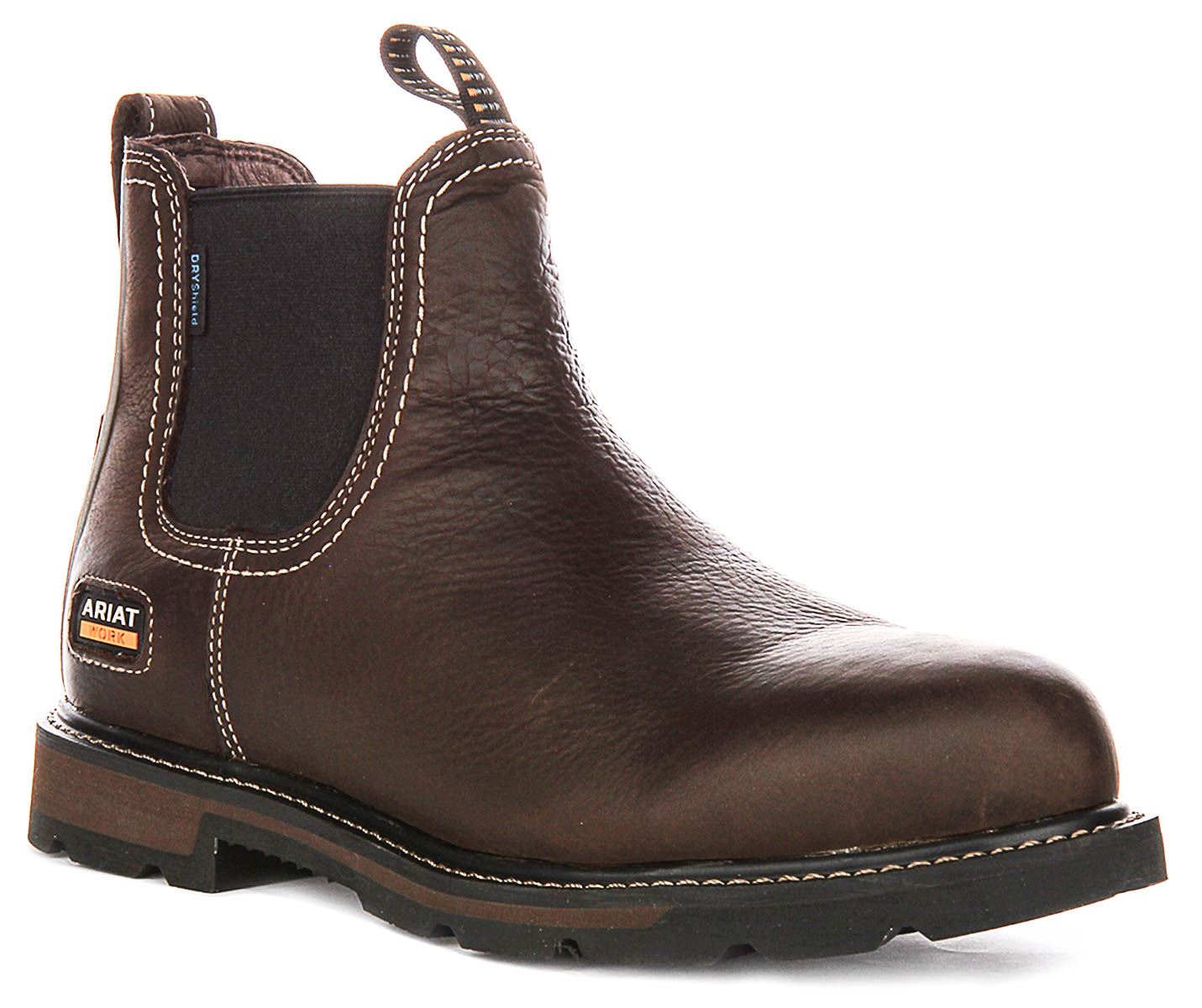 Ariat Groundbreaker Chelsea Soft Toe Work Mens Slip On Boot Dark Brown UK 7 - 12