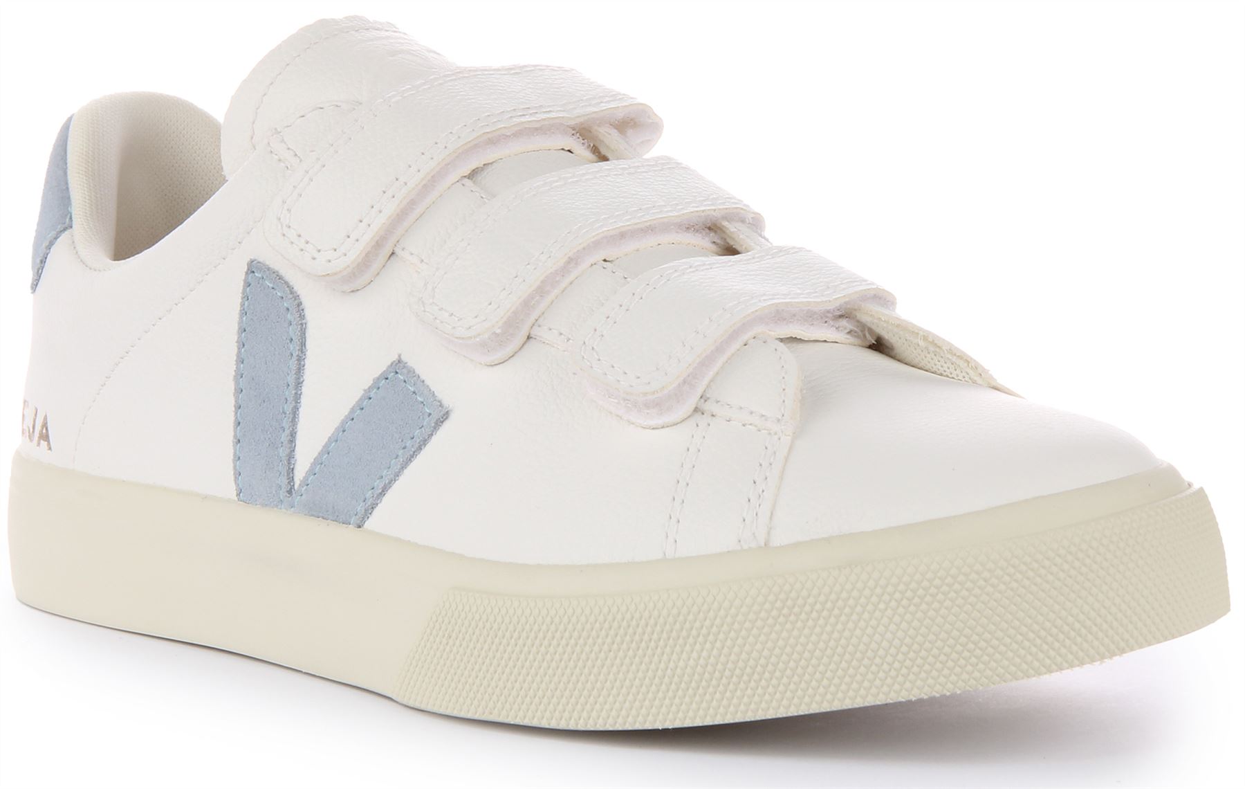 Veja Recife Chrome Free Suede Triple Strap Sneaker White Blue
