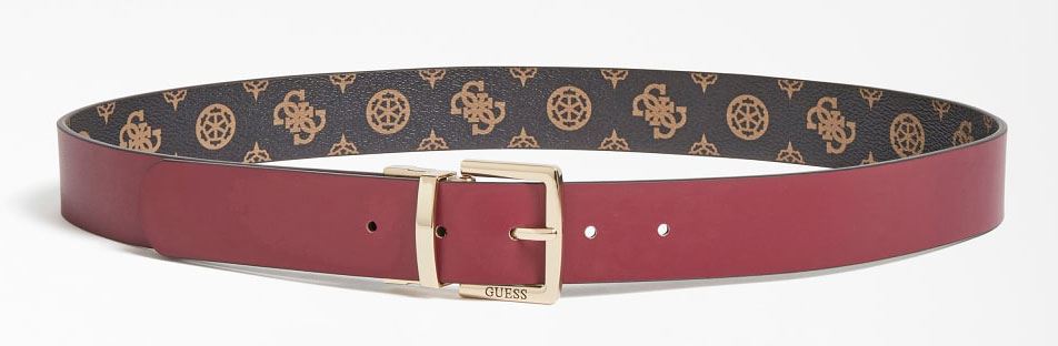 Guess Hensley Reversible Merlot Peony Logo Womens Belt - Picture 5 of 7