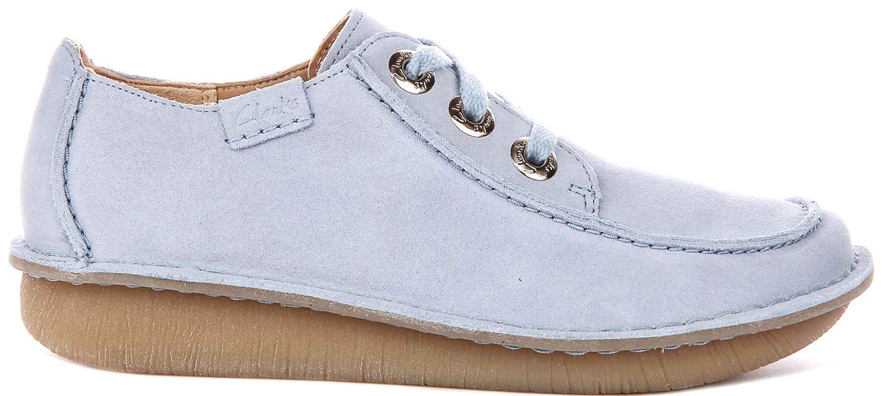 Clarks Funny Dream Vintage Stitch Lace Up Womens Trainer In Light Blue UK 6 - 11