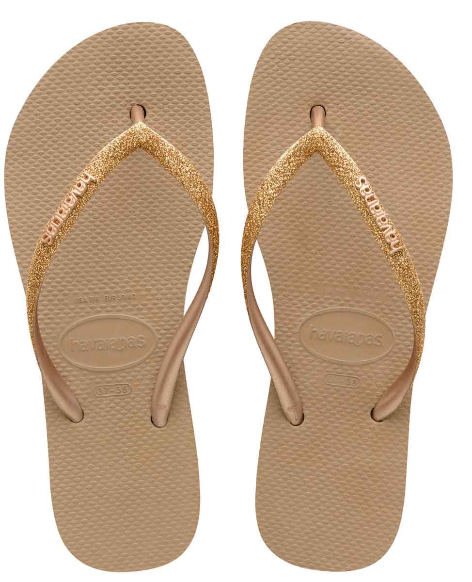 Havaianas Slim Platform Wedge Sole Glotter Thong In Rose Gold Size Uk 3 - 8 | eBay