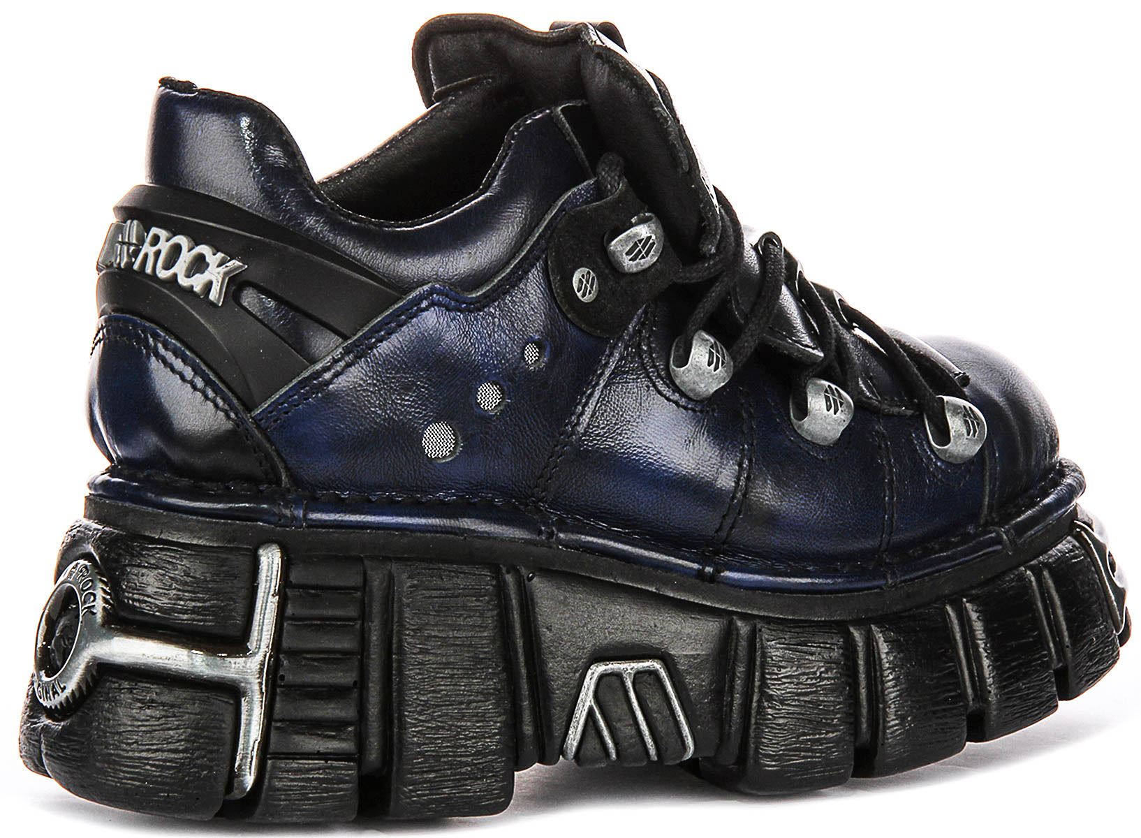 New Rock 120 Tower Gothic Chunky Platform Ankle Unisex Boots In Navy UK 4 - 12 - Picture 10 of 13