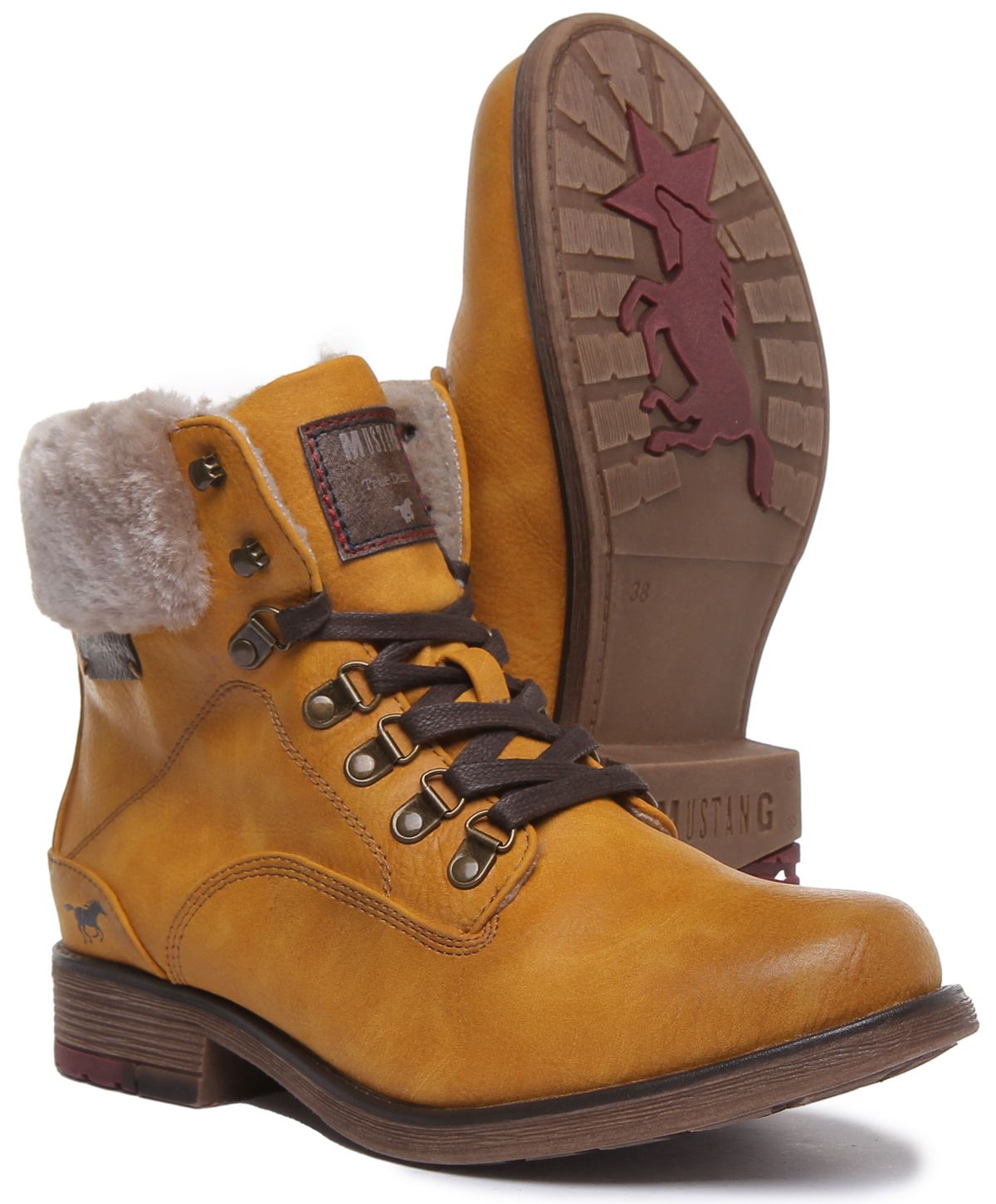 MUSTANG 1295-609 Mujer Casual con Cordones Botines en Amarillo Talla UK 4-8 - Imagen 18 de 19