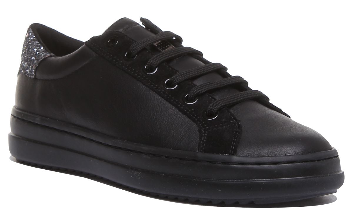 Geox D Pontoise G Womens Lace Up Glitter Sneaker In Black Size US 6 - 11 - Picture 2 of 13