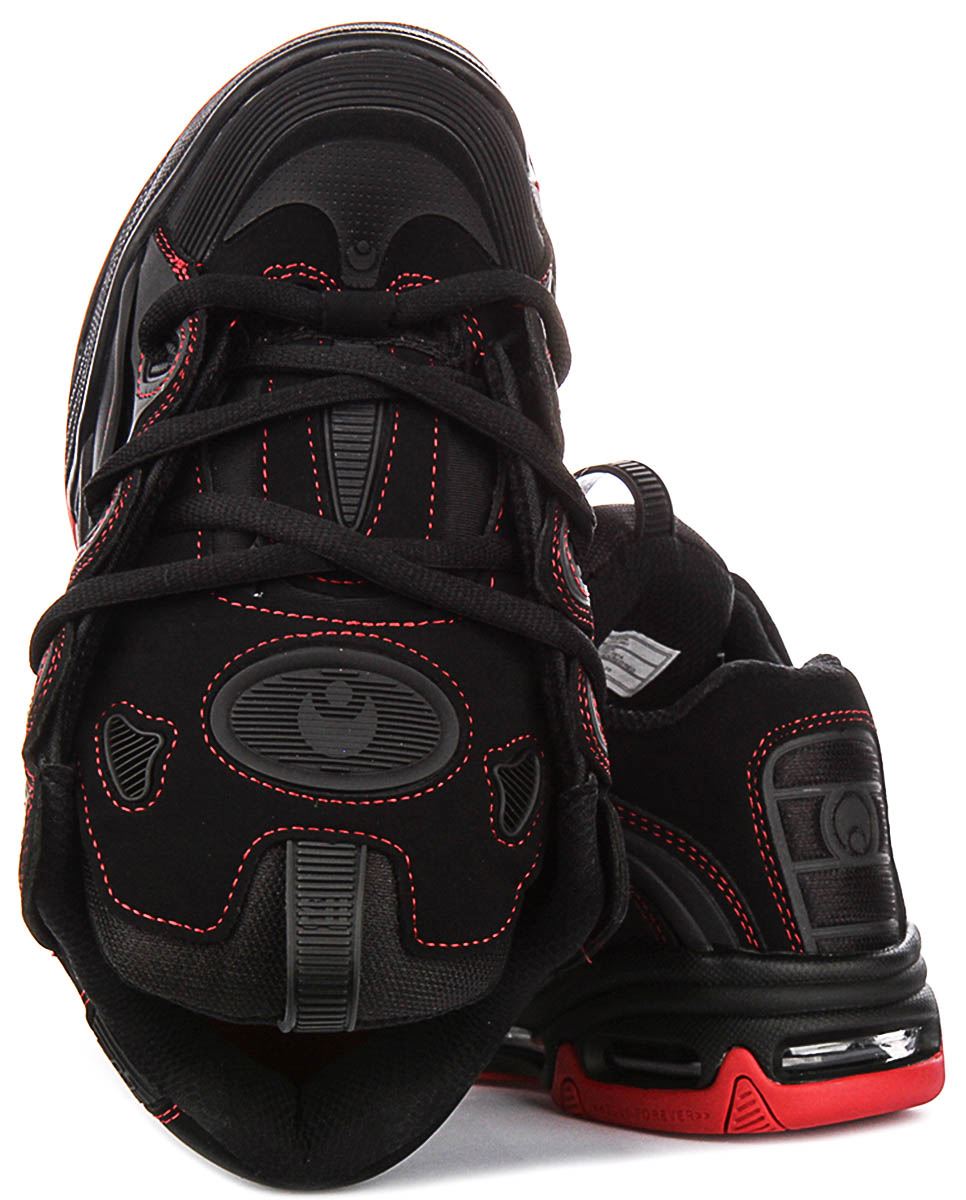 Osiris D3 2001 Chunky Sole Lace Up Skateboard Trainer Black Red