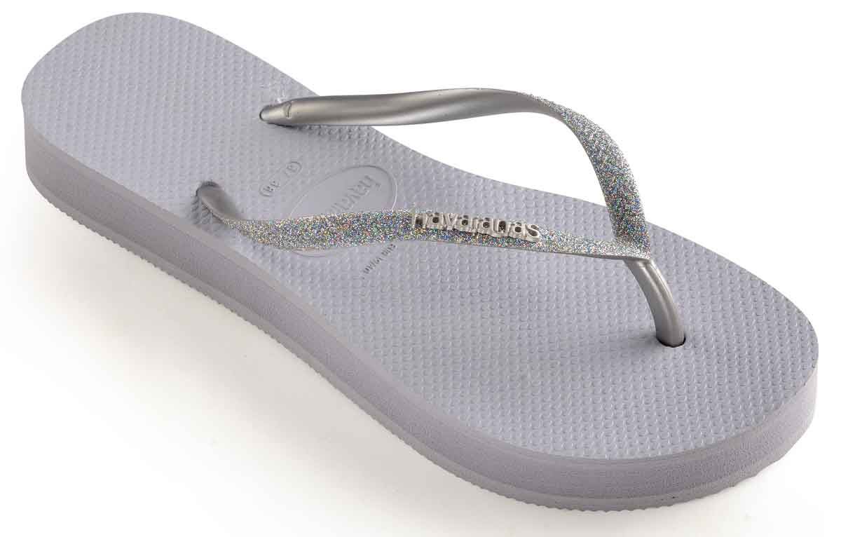 Havaianas Slim Platform Wedge Sole Glotter Thong In Grey Size Uk 3 - 8 | eBay