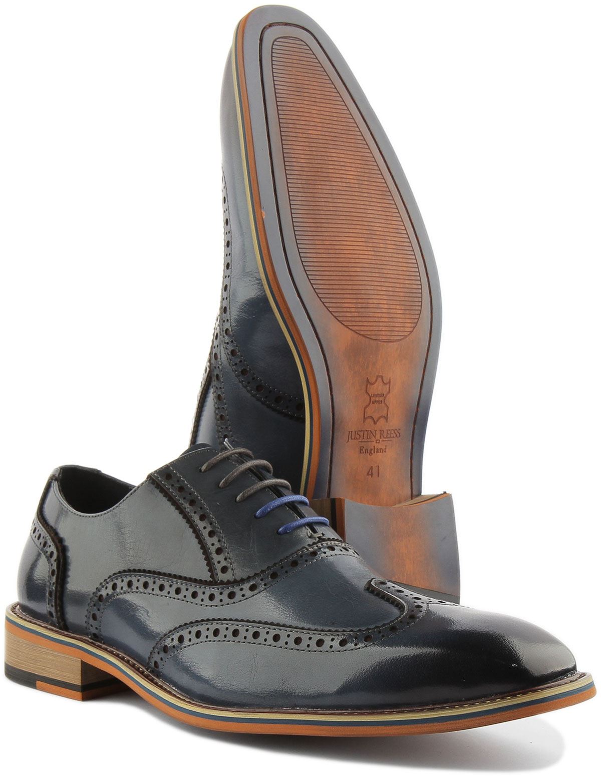 Zapatos Oxford Justinreess England Corey con cordones punta cincel gris para hombre EE. UU. 7-13 - Imagen 11 de 12