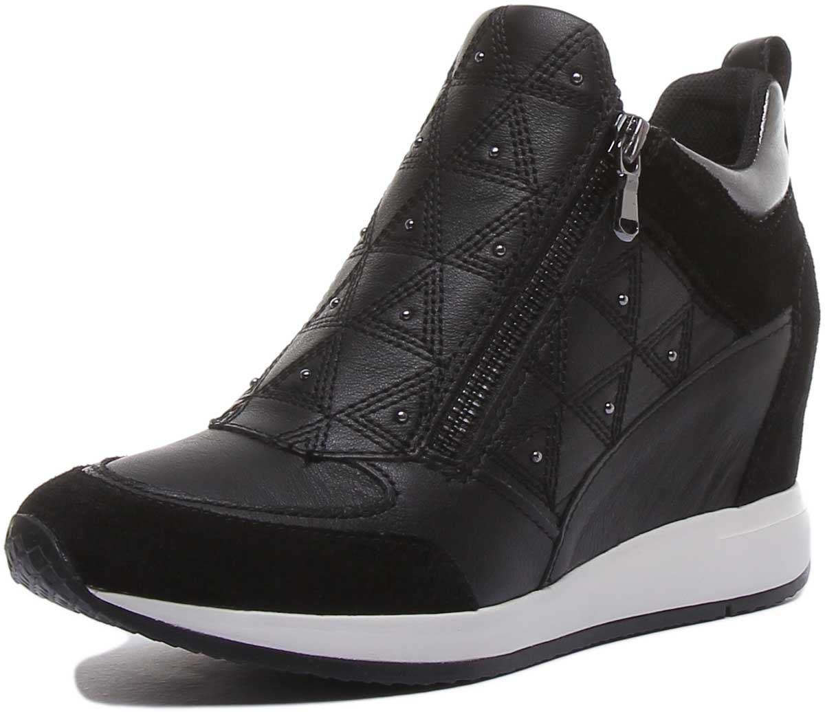 geox women's nydame wedge heel trainers black