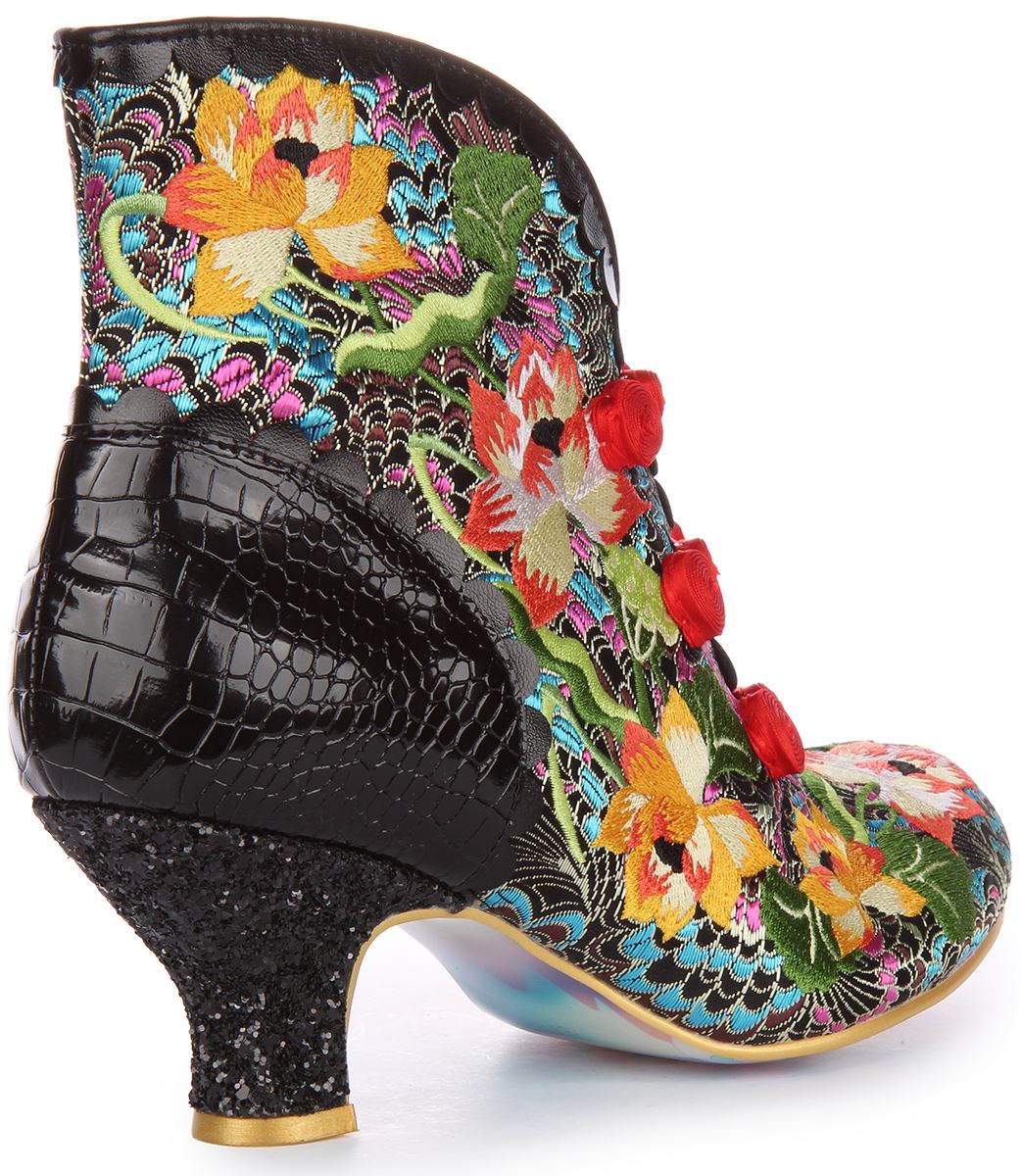 Irregular Choice Lotusfresser Schwarz Heftige Blumen Stiefeletten Größe US 5 - 11 - Bild 4 von 13