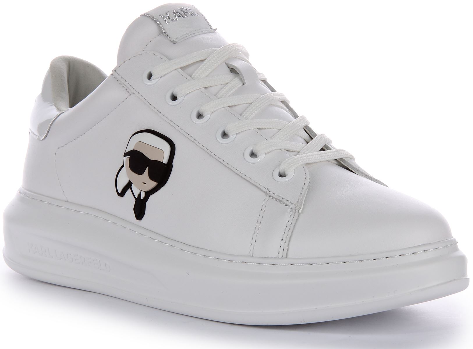 Karl Lagerfeld Kapri Lo Mid Cut Low Mens Sneakers White Mono UK 6 - 12