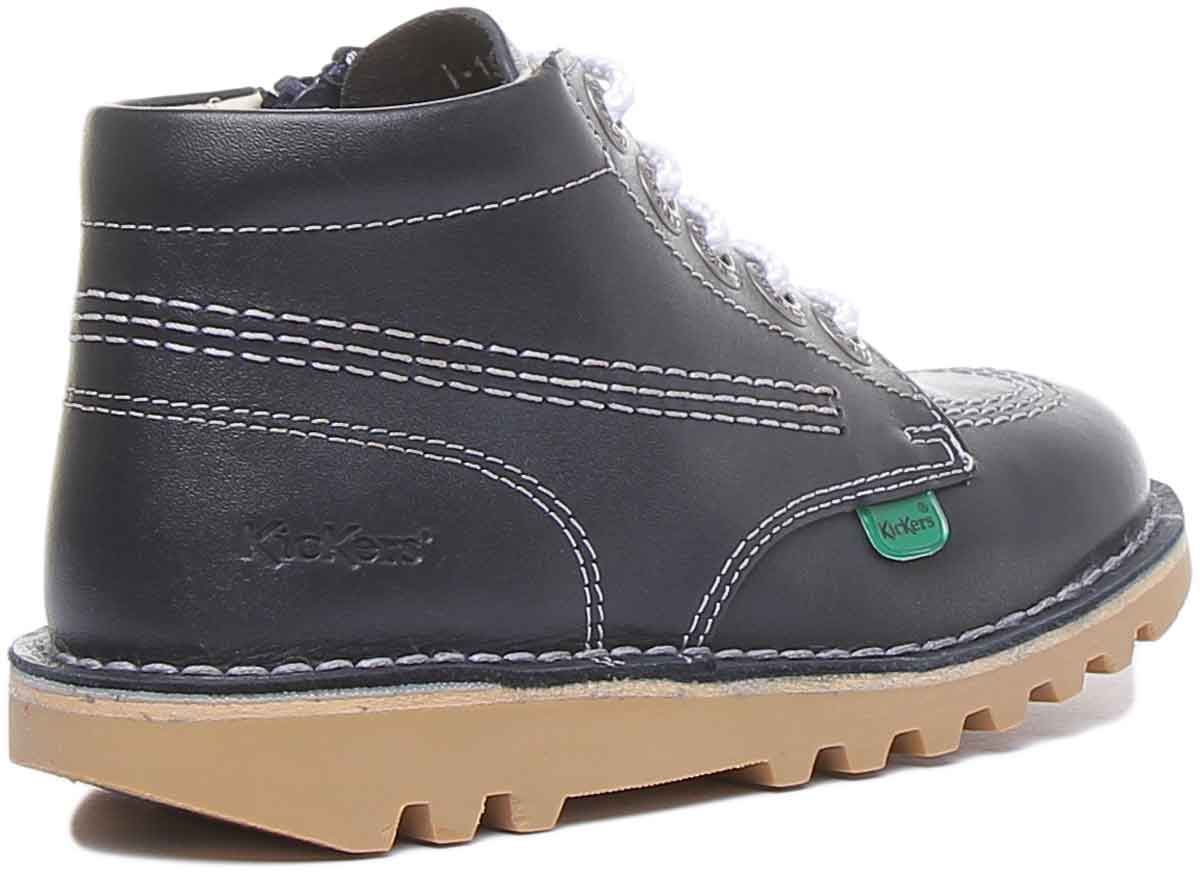 Kickers Kick Hi Zip Core Lace With Side Zip In Dark Blue
