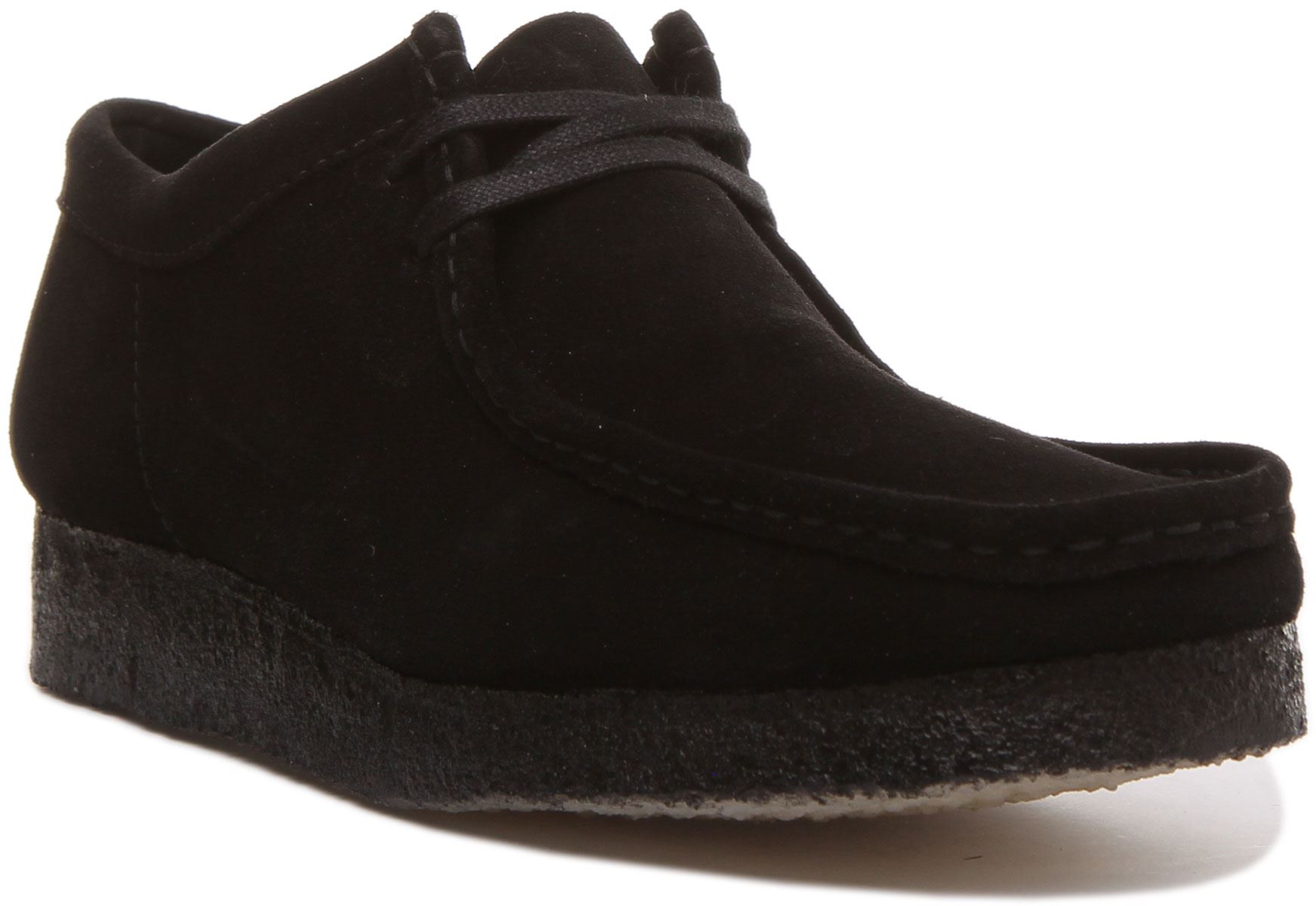 Clarks Mens Originals Wallabee In Black Suede Two Eyelet Shoe Size
