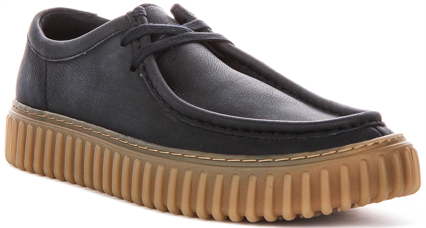 Clarks Torhill Lo Ribbed Leather Laced Mens Casual Shoes in Navy