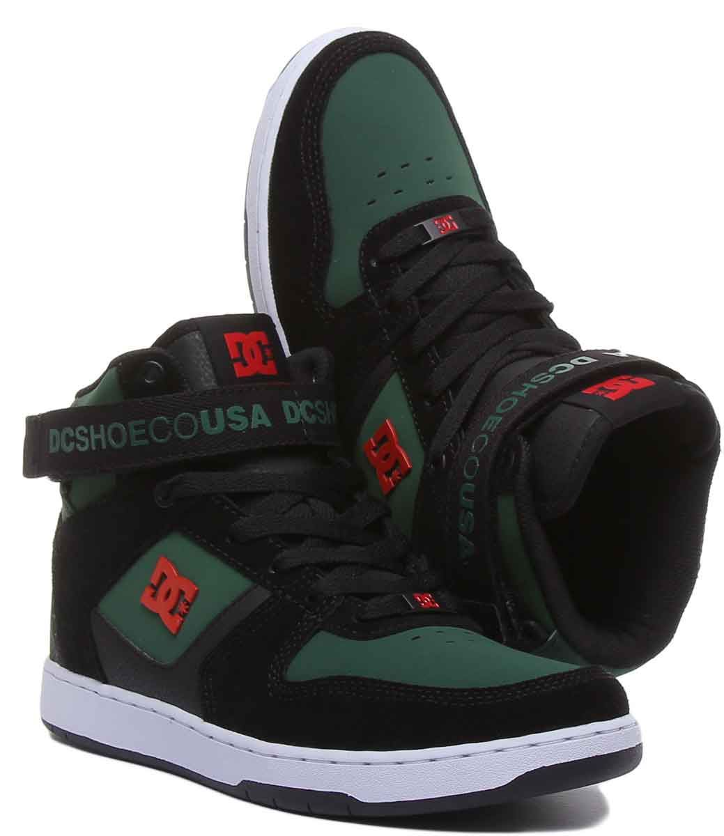 Dc Shoes Pensford Lace Up Mid Trainers In Green Black Size