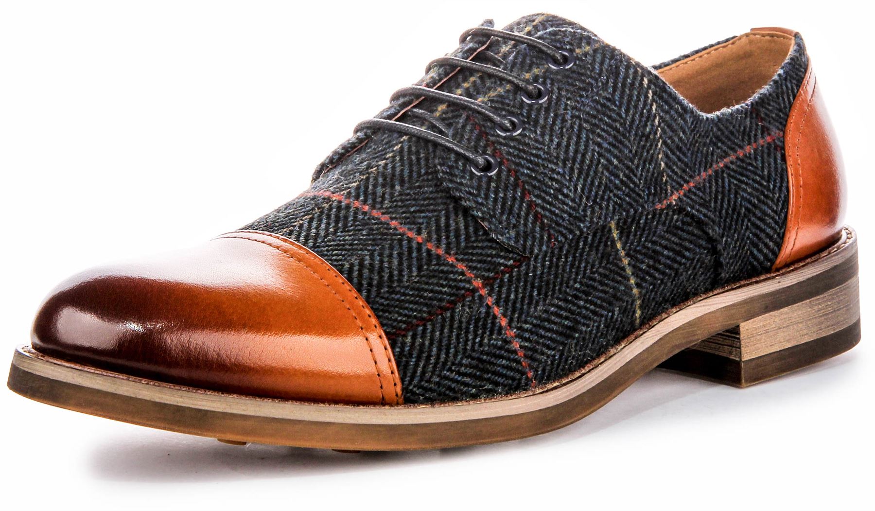 Justinreess Lace up Oxford Leather Mens Formal Shoes Brown UK 6 - 14 - Picture 13 of 13