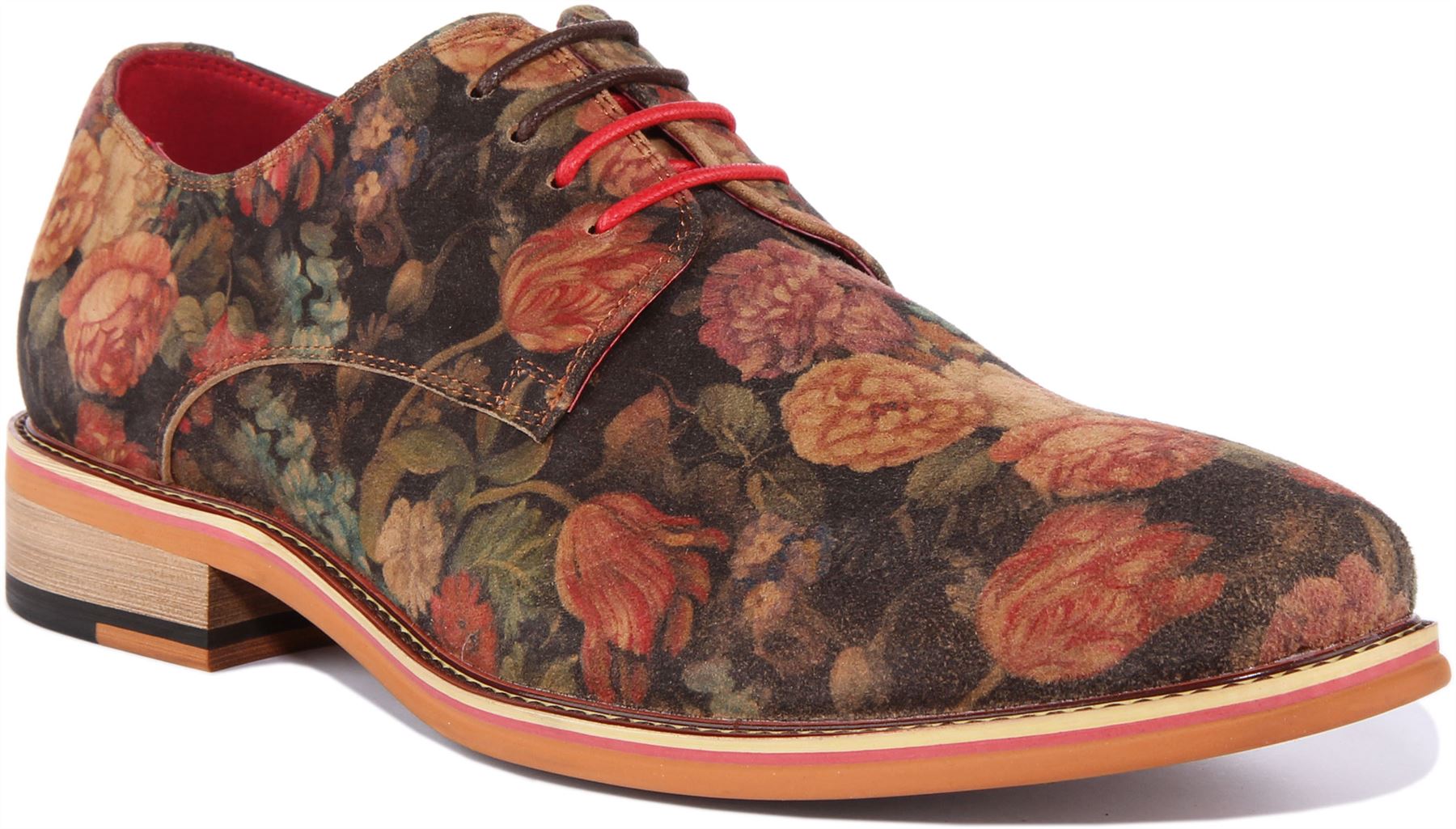 Justinreess England Ben Men Floral Print Oxford Shoe In Multi Colo Size UK 6 -13 - Picture 8 of 13