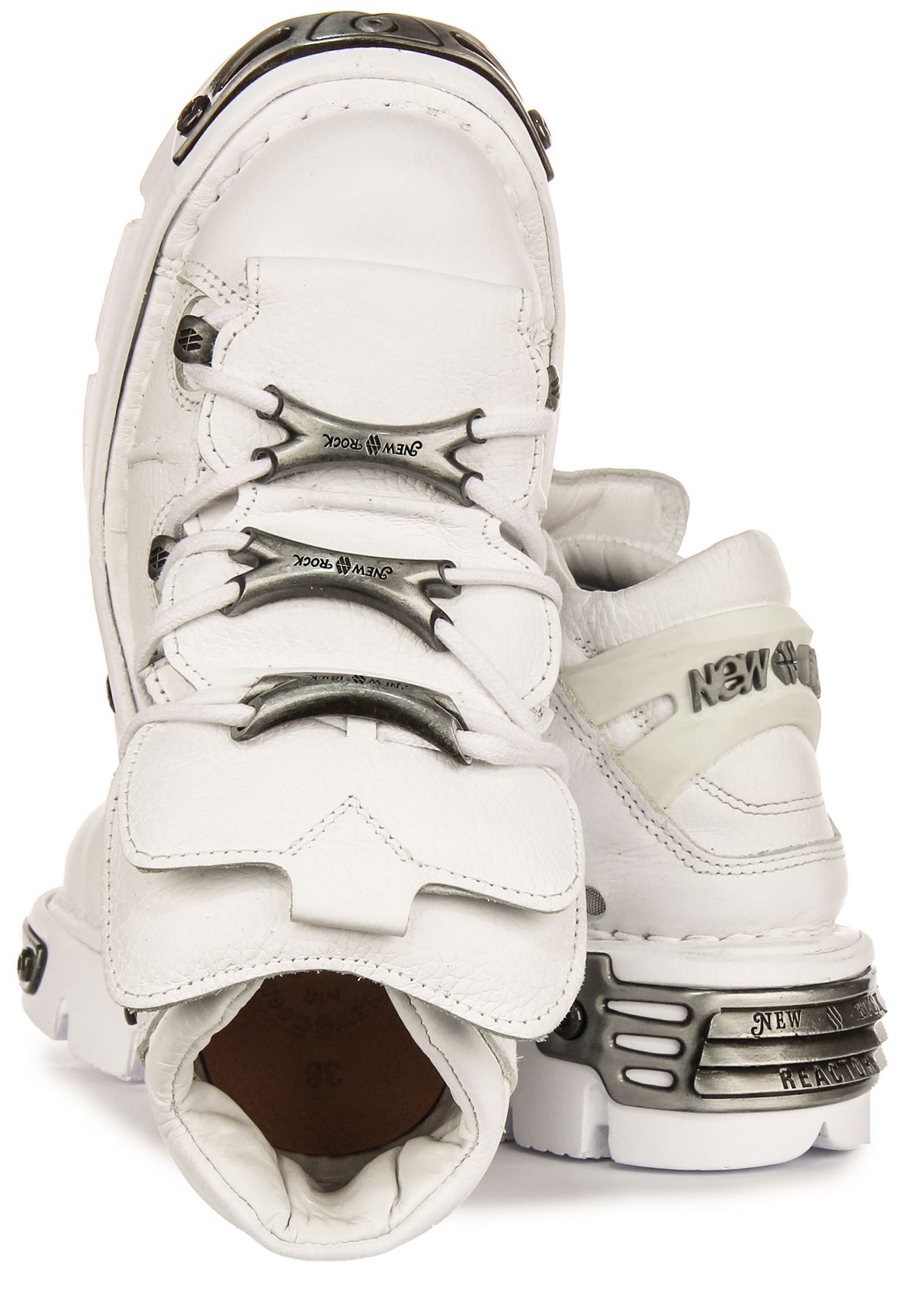 Newrock Reactor Leather Lace Up Platform Womeans Sneakers In White US 6- 13 - Picture 11 of 13