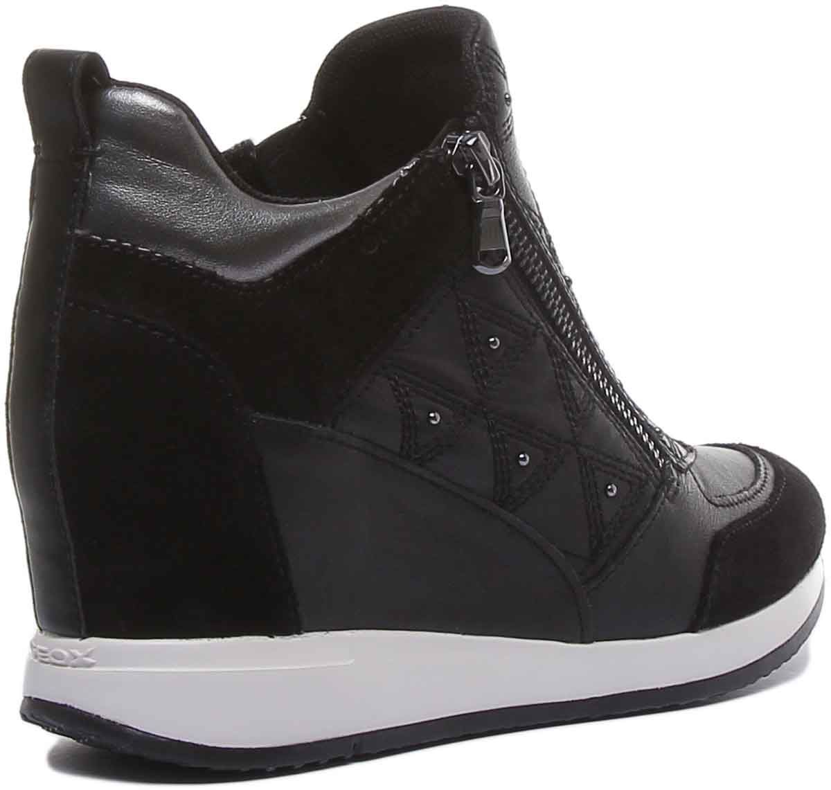 geox women's nydame wedge heel trainers black