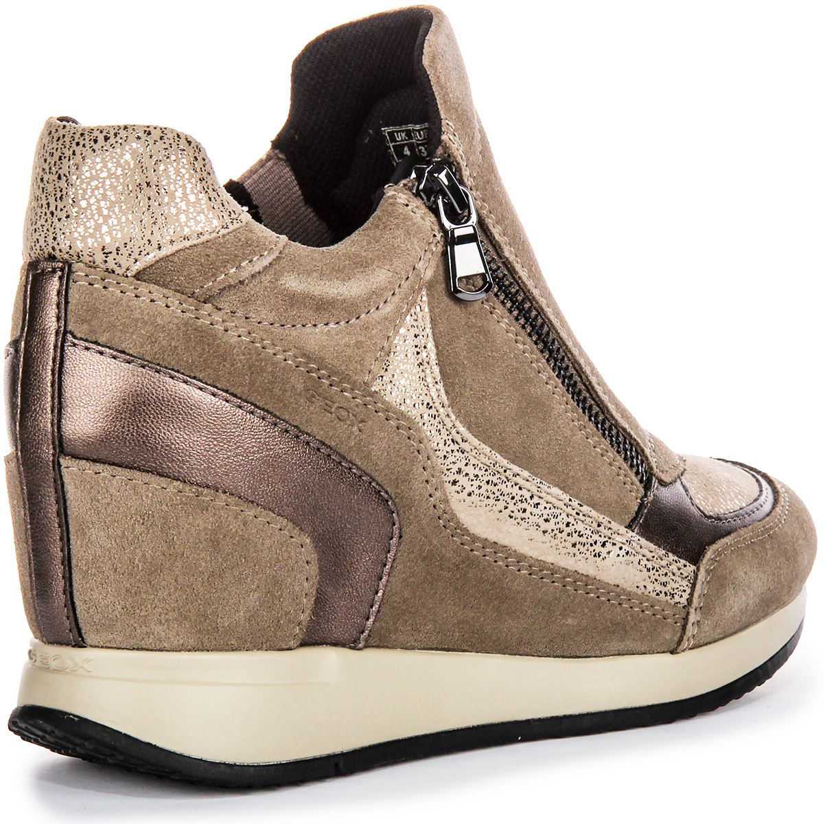 Geox D Nydame A Damen-Sneaker interner Keilabsatz seitlicher Reißverschluss Glitzer Größe 3-8 - Bild 10 von 13