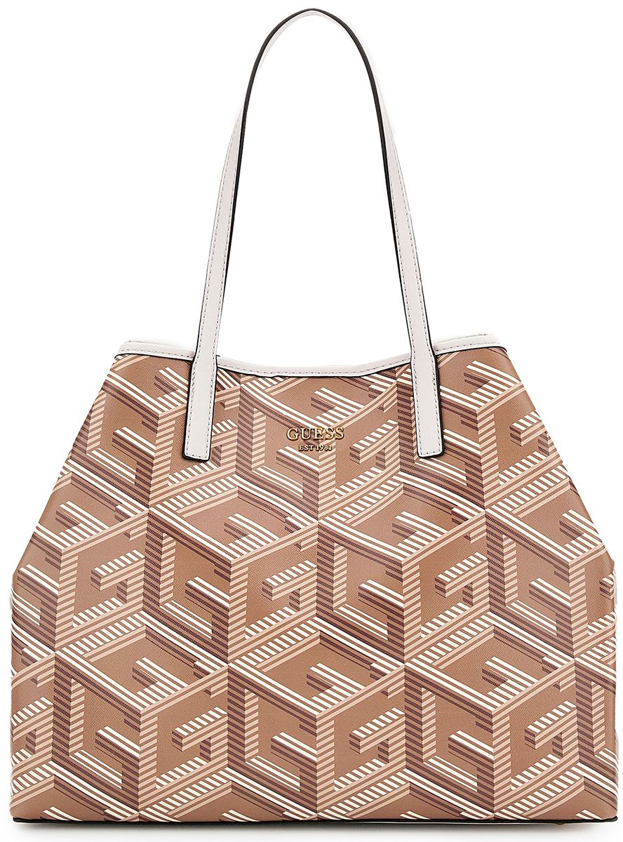 Guess Vikky G Cube Logo Shopper Hand Bag In Taupe | eBay