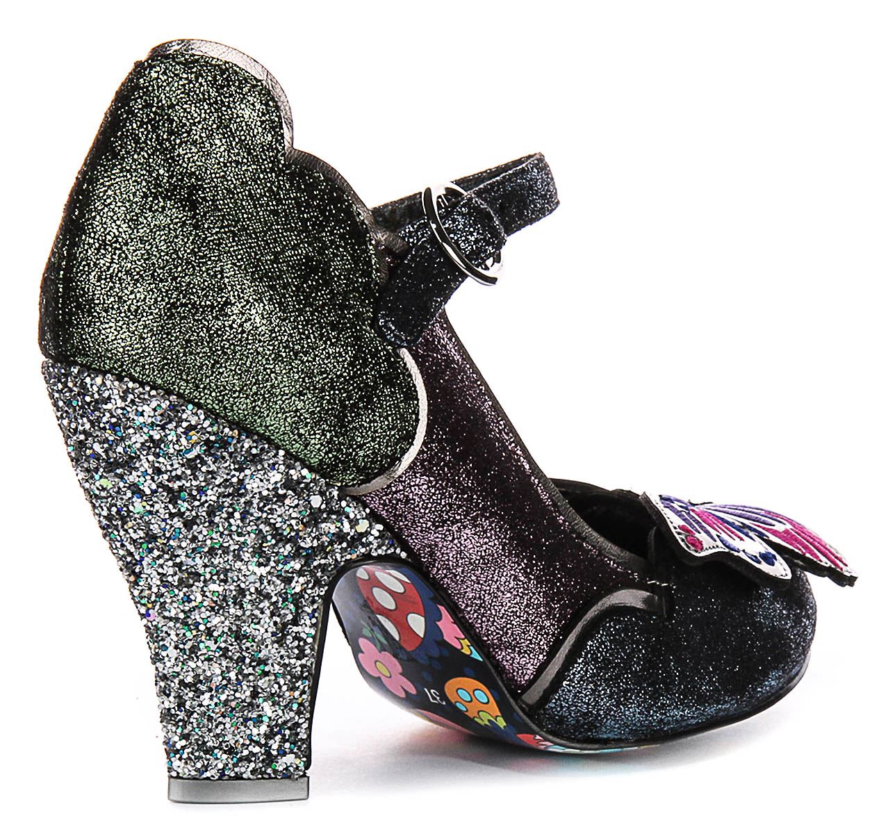 Irregular Choice Moth To A Flame Sparkle Hi Heel Black Purple Womens UK 4 - 8 - Picture 10 of 13