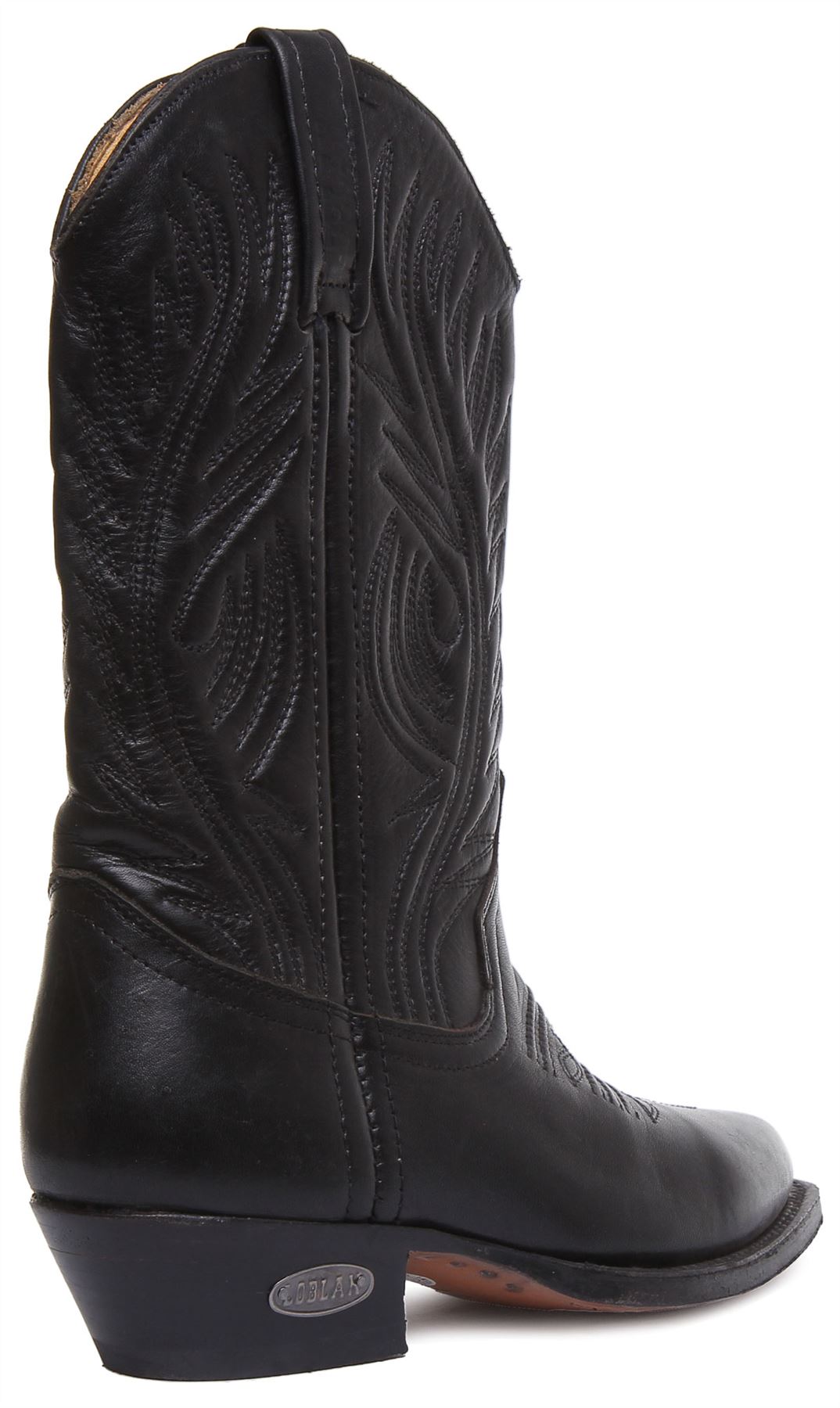 Loblan 194C Long Cowboy Boot In Black Shiny Size UK 36- 46 - Picture 8 of 29