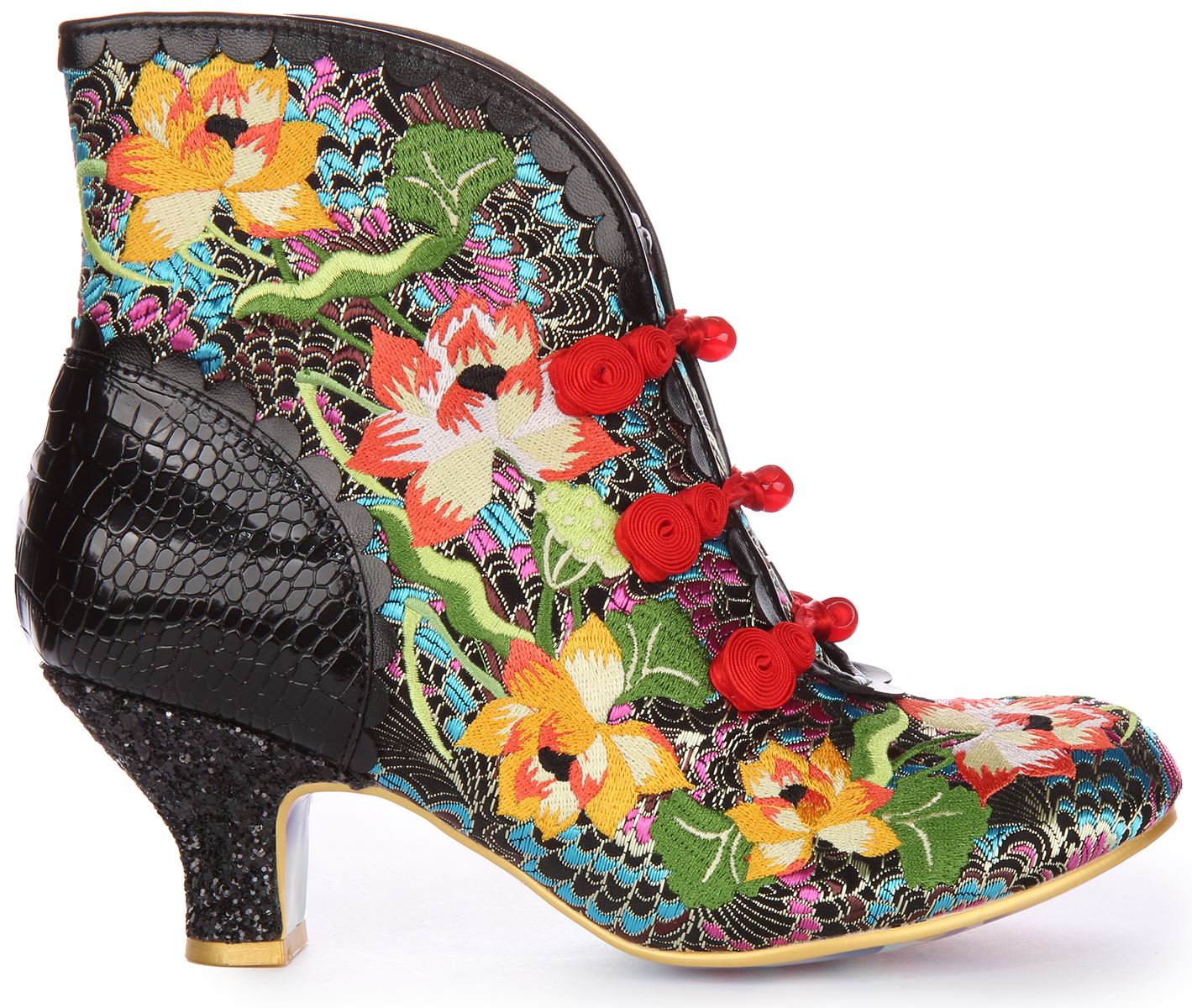 Irregular Choice Lotusfresser Schwarz Heftige Blumen Stiefeletten Größe US 5 - 11 - Bild 3 von 13