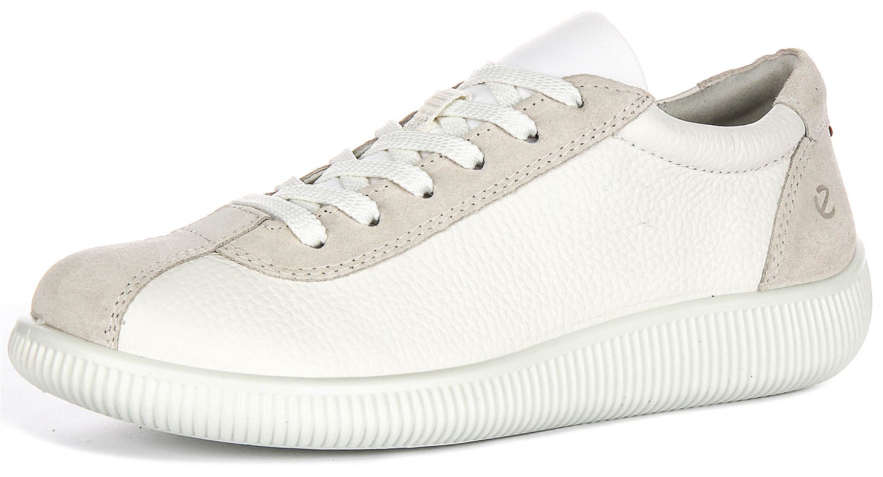 Ecco Soft Zero W A-Ecco Snug Fit Wildleder Detail Leder Damen Trainer Weiß 4 - 8