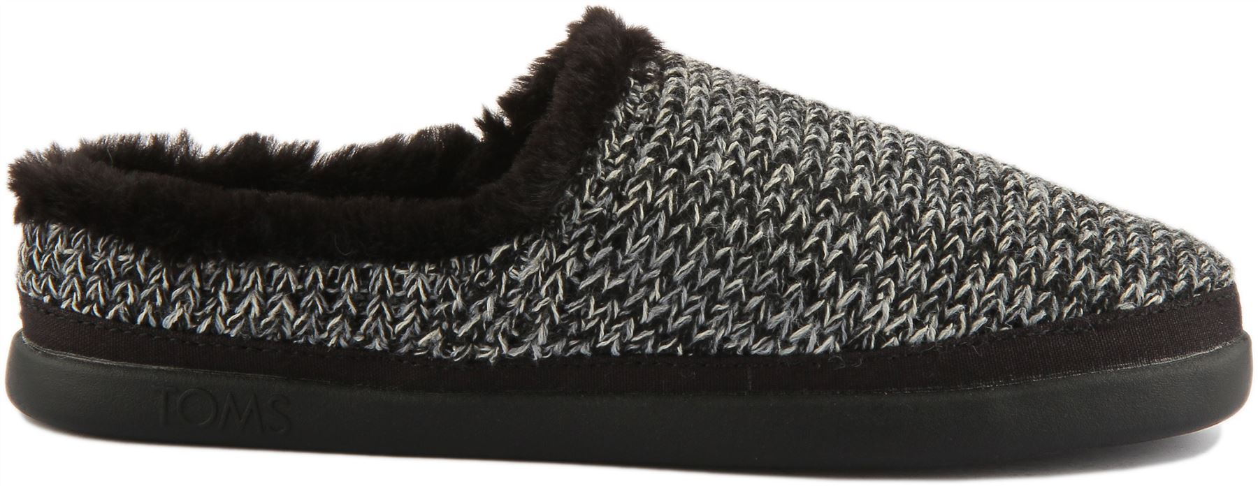 Toms Sage In Black Cozy Fur Lined Slipper knitted Warm Slipper Size UK 3 - 8 - Picture 8 of 12