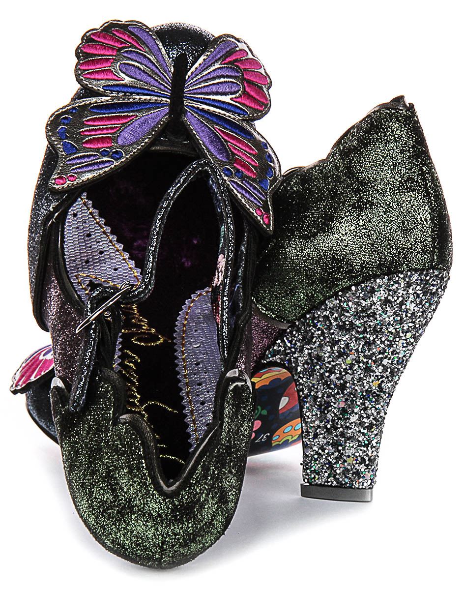 Irregular Choice Moth To A Flame Sparkle Hi Heel Black Purple Womens UK 4 - 8 - Picture 11 of 13