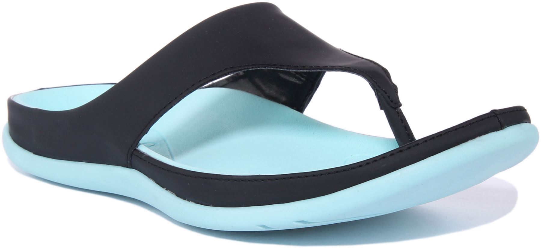 Strive Ilya Womens Orthotic Toe Post Sandals In Black Size UK