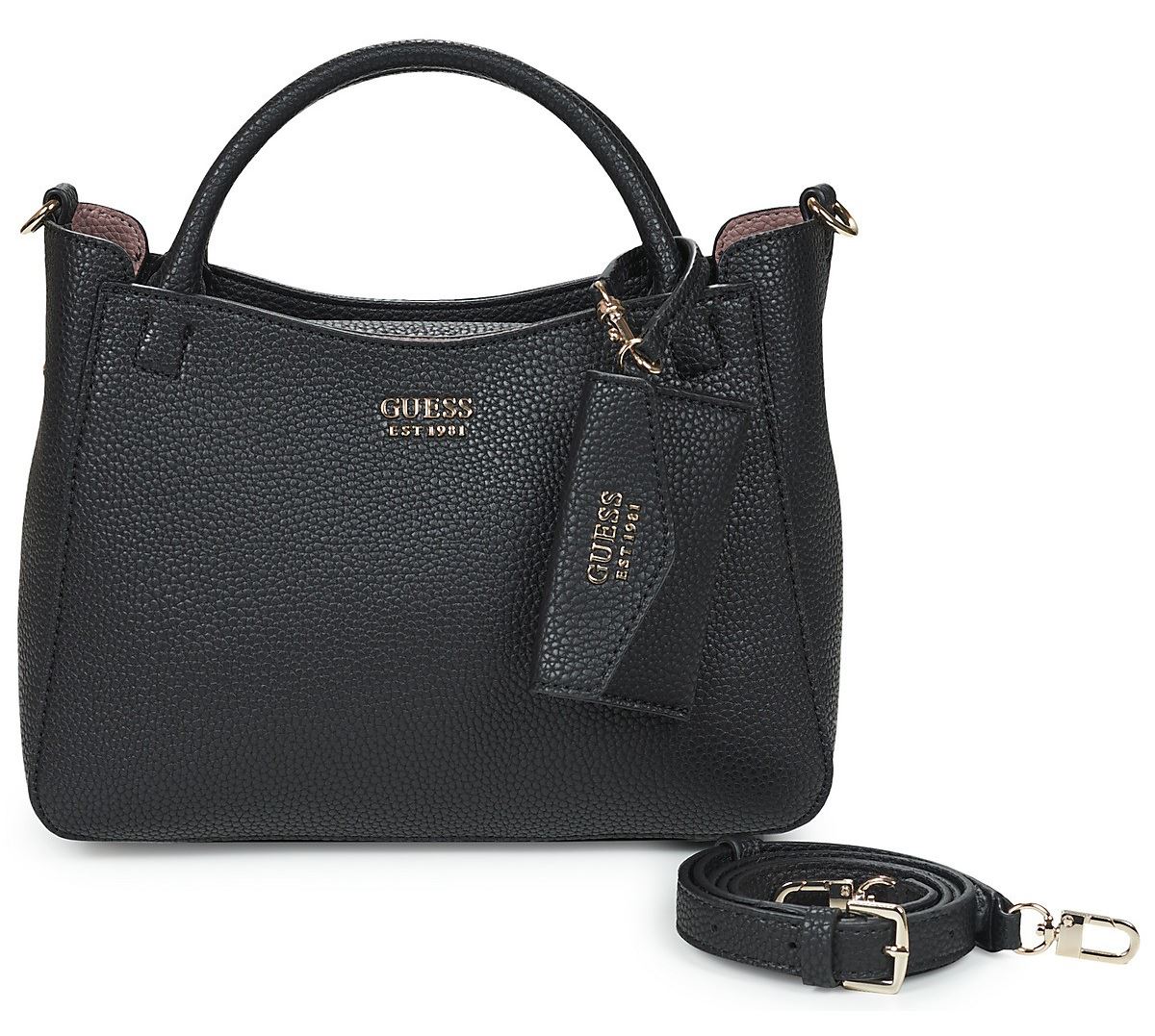 GUESS Brenton Small Girlfriend Satin Clutch - Black, Twist Lock Closure