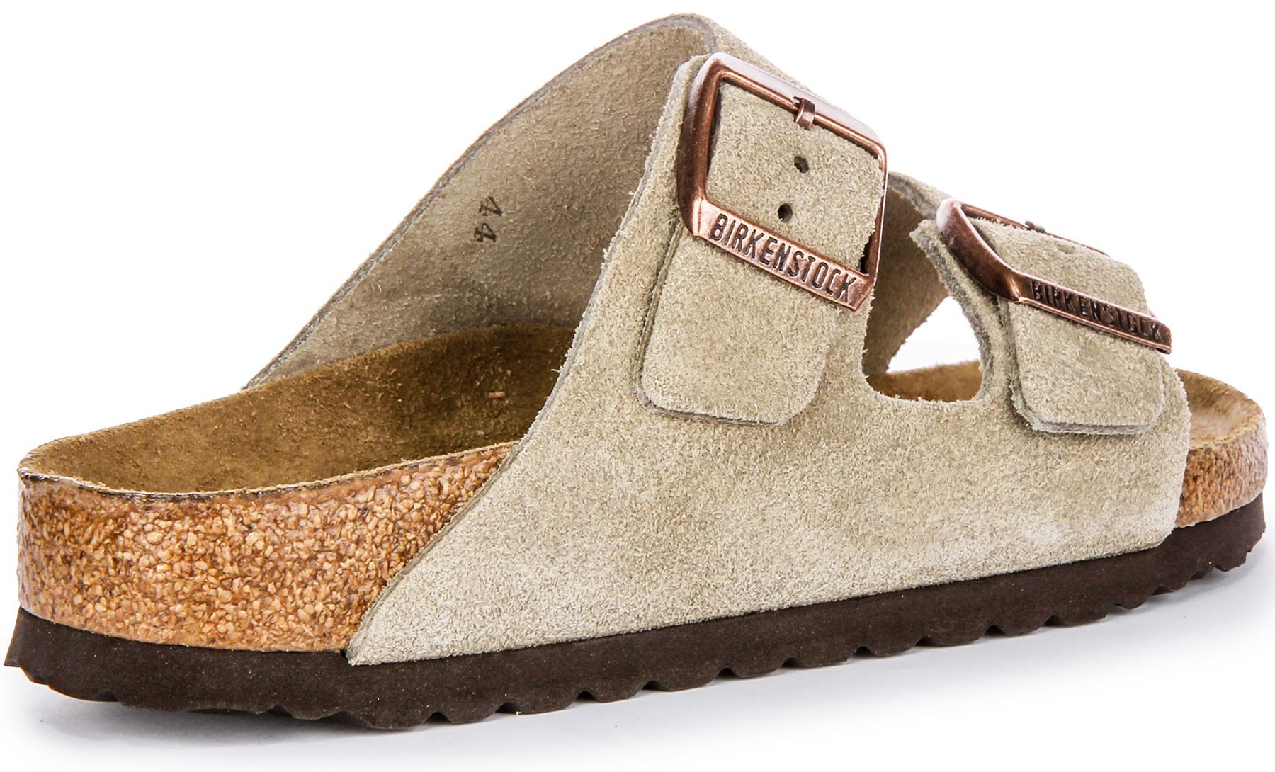 Birkenstock Arizona Two Strap Fit Suede Womens Sandal Taupe  display picture 2