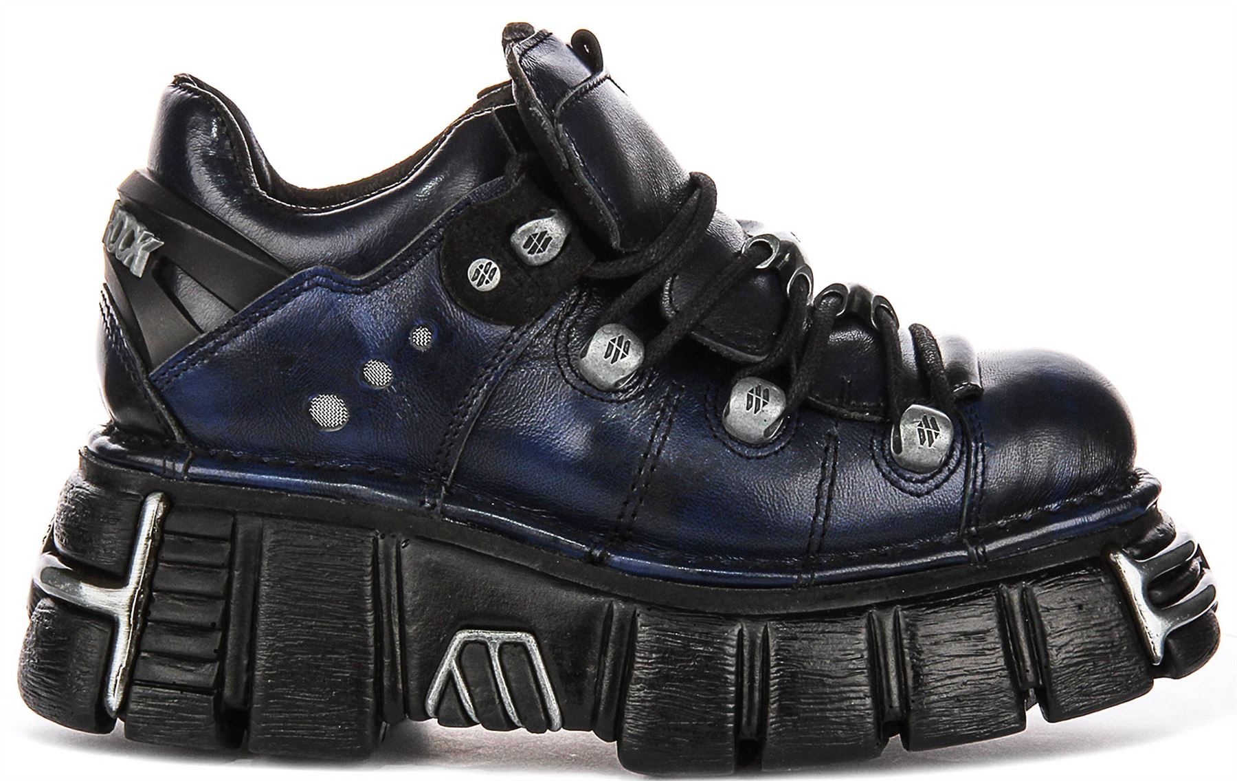 New Rock 120 Tower Gothic Chunky Platform Ankle Unisex Boots In Navy UK 4 - 12 - Picture 9 of 13